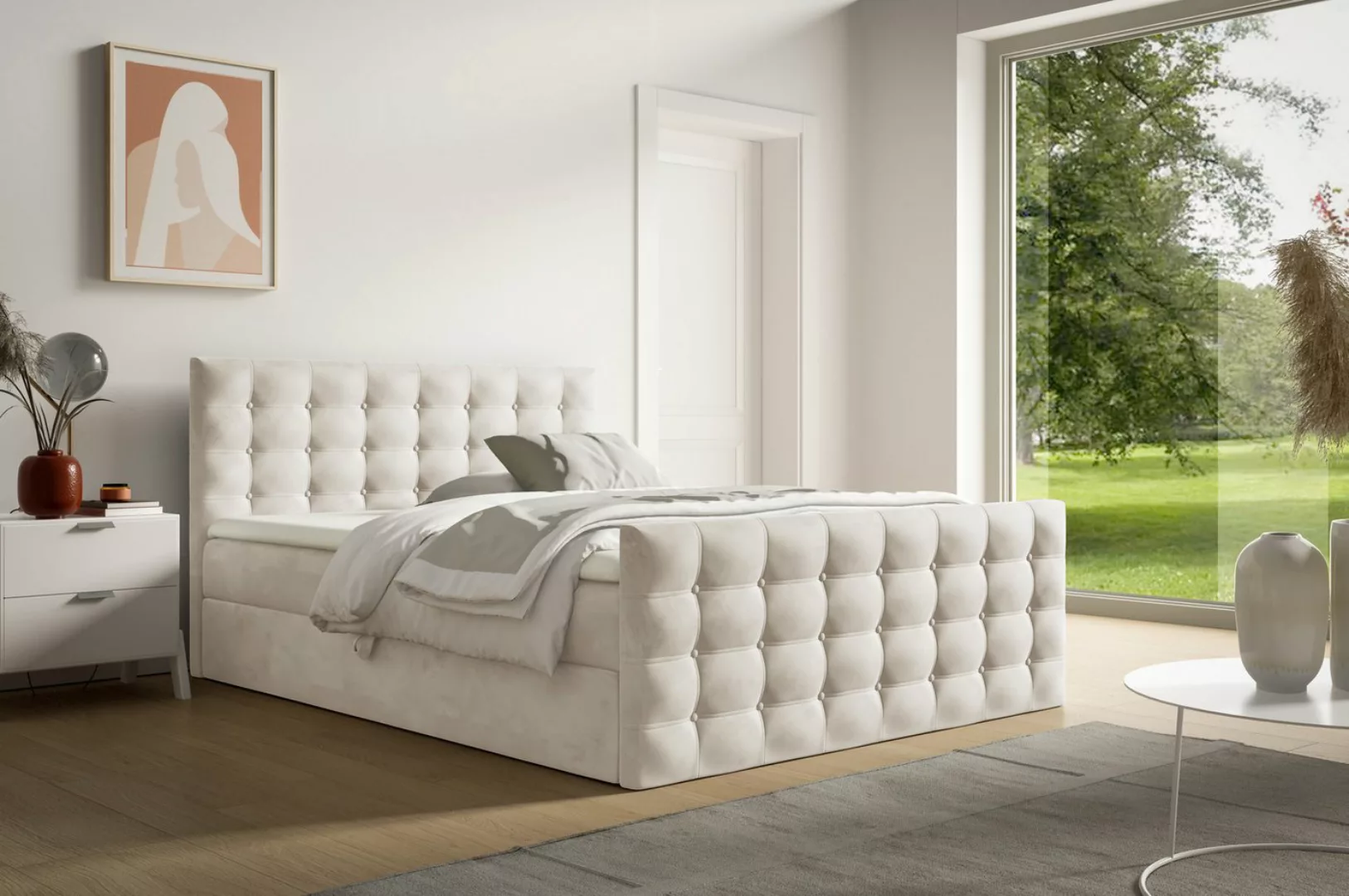 yourhouse24 Boxspringbett Chesterfield mit 2 Bettkästen, Doppelbett mit Bon günstig online kaufen