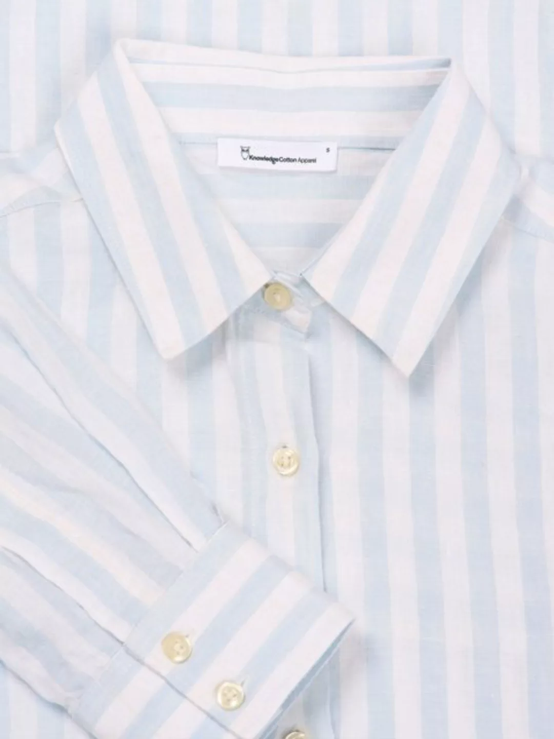 KnowledgeCotton Apparel Langarmhemd Linen Striped loose A-Shape Shirt günstig online kaufen