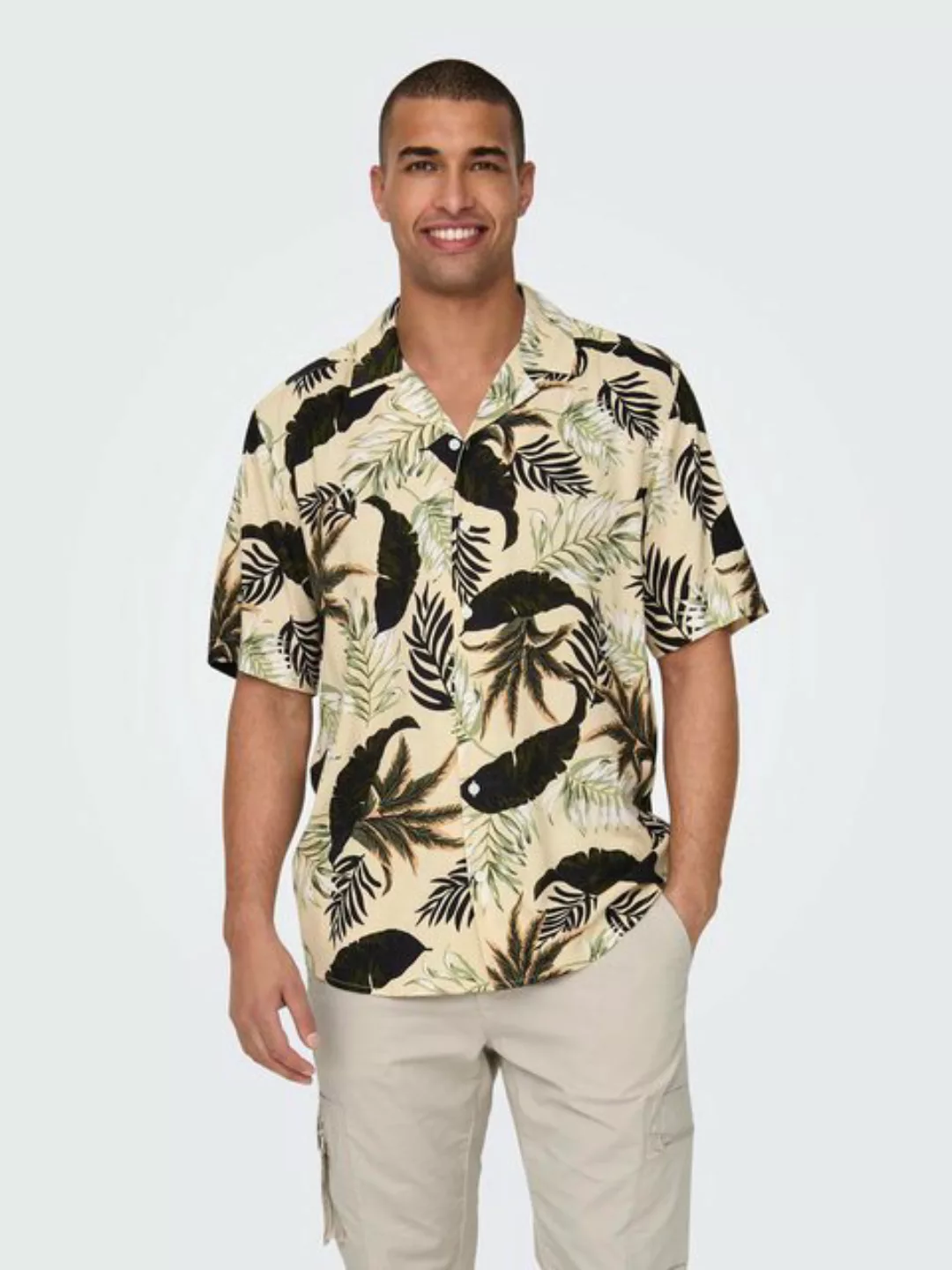 ONLY & SONS Kurzarmhemd Sommer Hemd mit Resort-Kragen Bequemes Casual Shirt günstig online kaufen