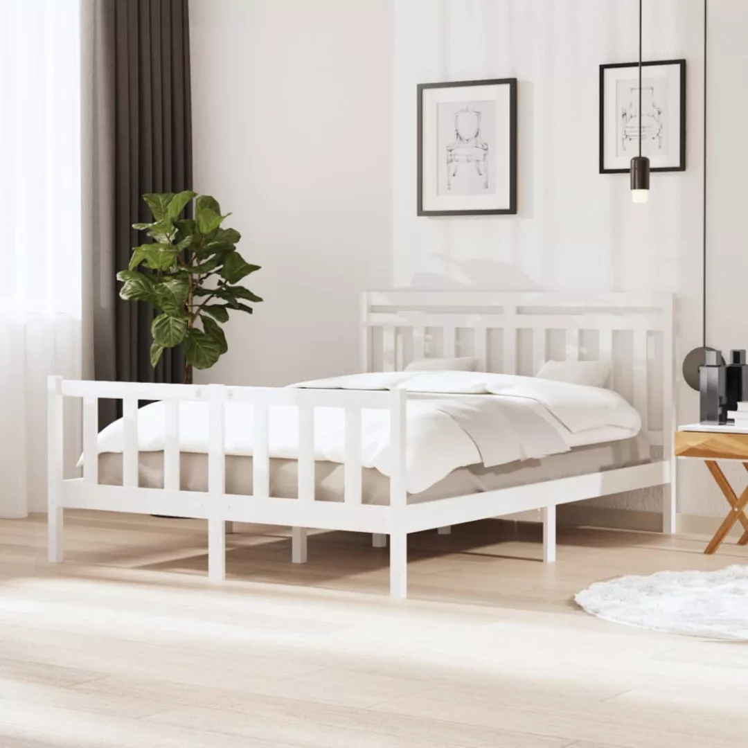 Vidaxl Massivholzbett Weiß 150x200 Cm 5ft King Size günstig online kaufen