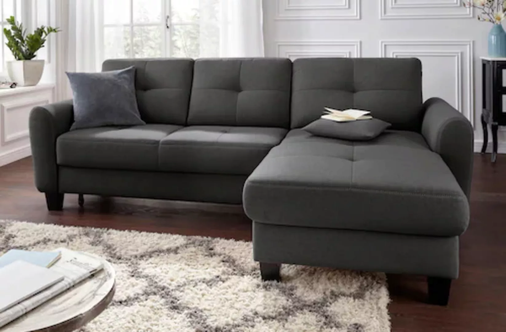 sit&more Ecksofa »Varese L-Form«, mit Federkern, wahlweise mit Bettfunktion günstig online kaufen