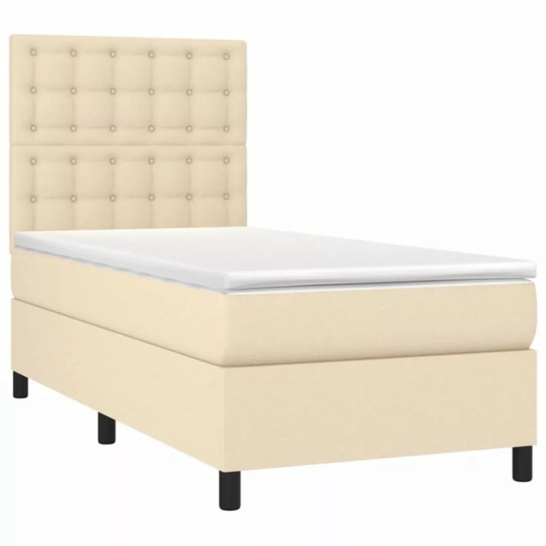 vidaXL Boxspringbett Boxspringbett mit Matratze Creme 90x200 cm Stoff Bett günstig online kaufen