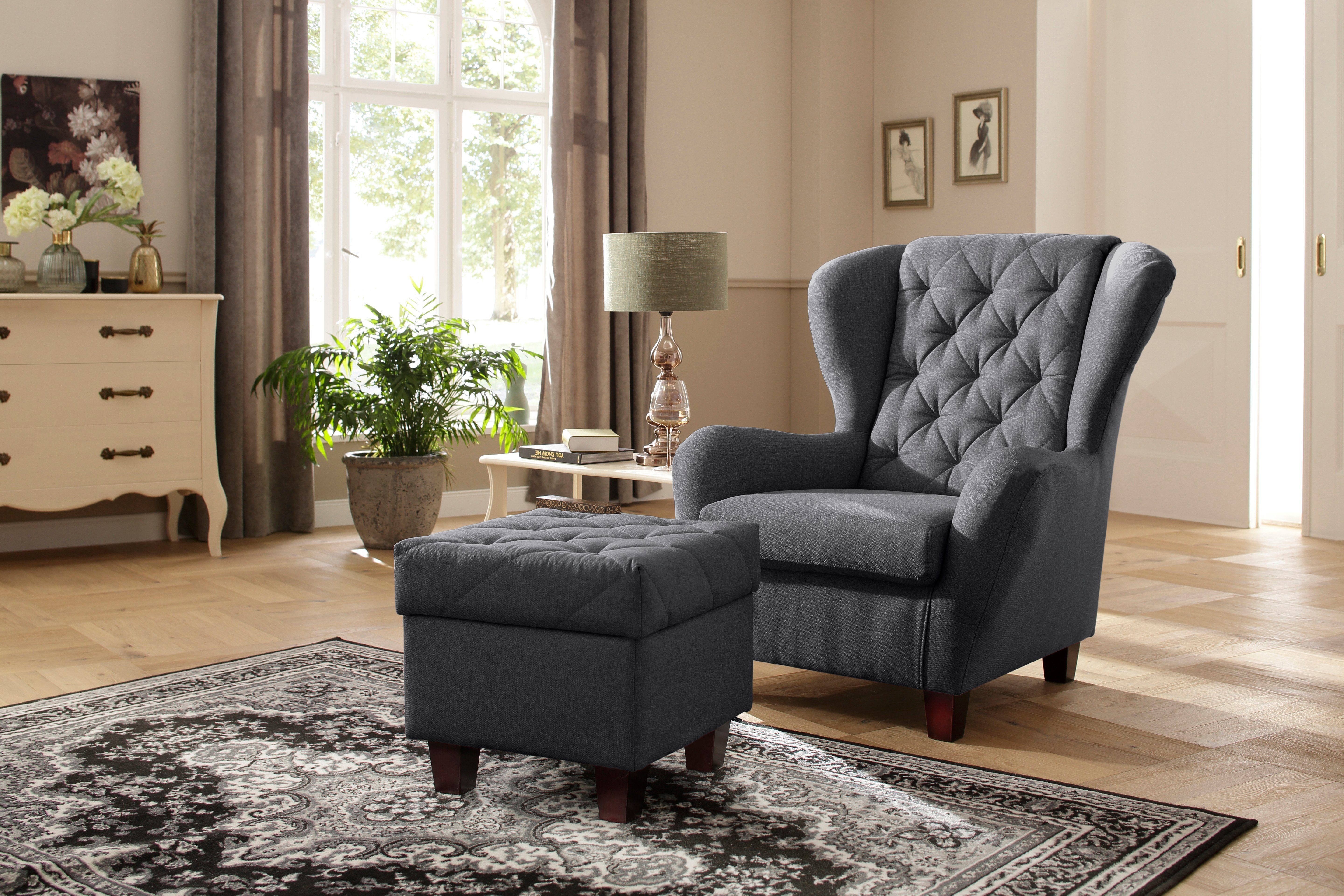 Home affaire Ohrensessel "Alexandra", incl. Hocker, mit Steppung, in vielen günstig online kaufen