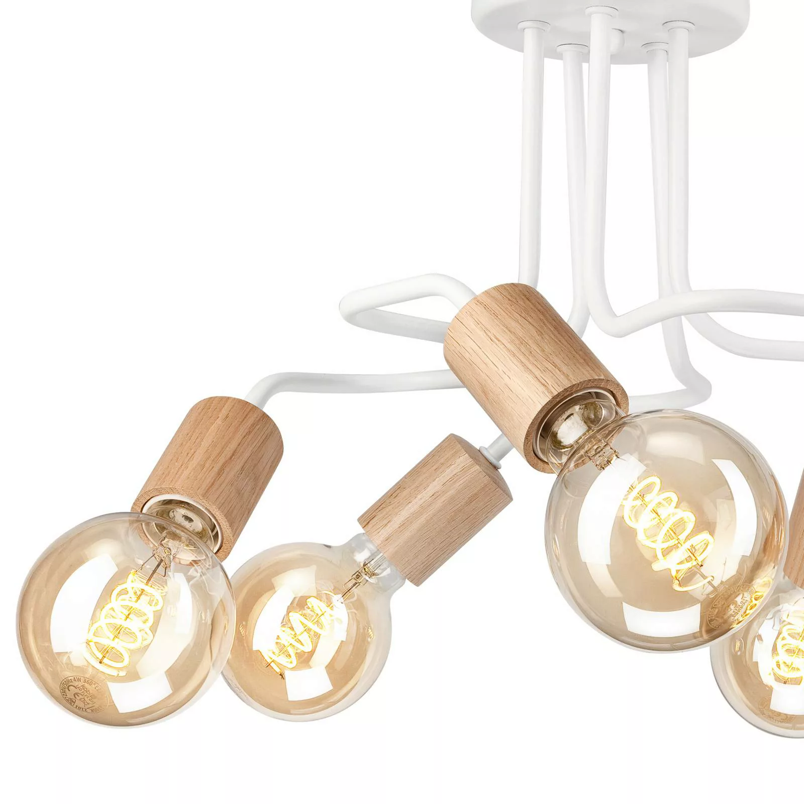 Envostar Joiy Deckenlampe 5-flg verteilt weiß/holz günstig online kaufen