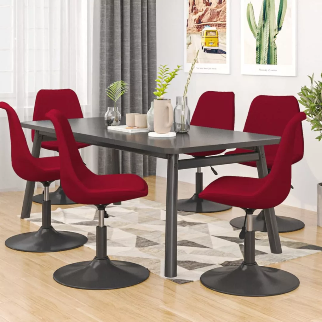 Vidaxl Esszimmerstühle 6 Stk. Drehbar Rot Samt günstig online kaufen