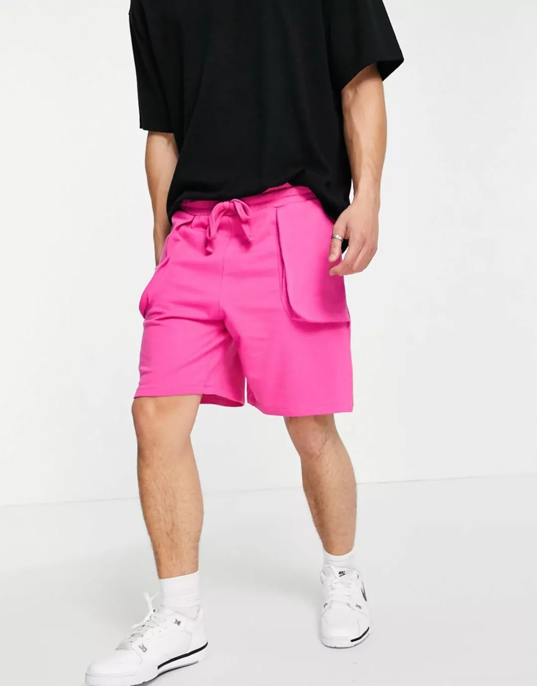 ASOS DESIGN – Oversize-Shorts mit Taschendetail in Rosa günstig online kaufen