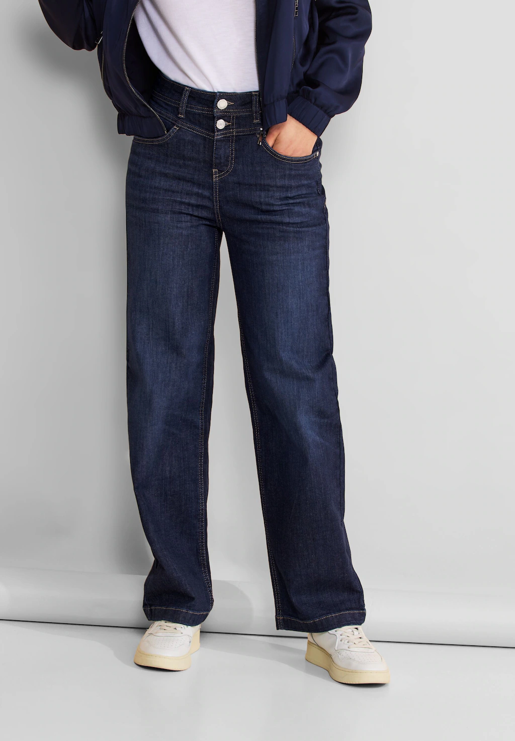 STREET ONE High-waist-Jeans mit Doppel-Knopfverschluss günstig online kaufen