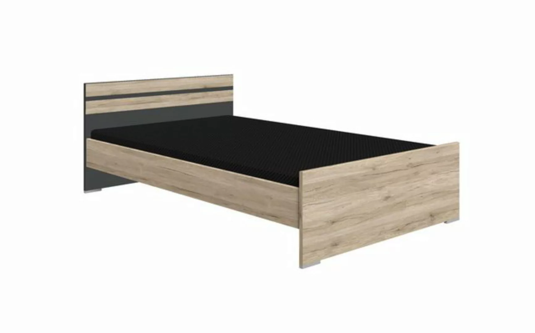 möbelando Bett Canton, Modernes Bett aus Spanplatte in San Remo Eiche Nachb günstig online kaufen