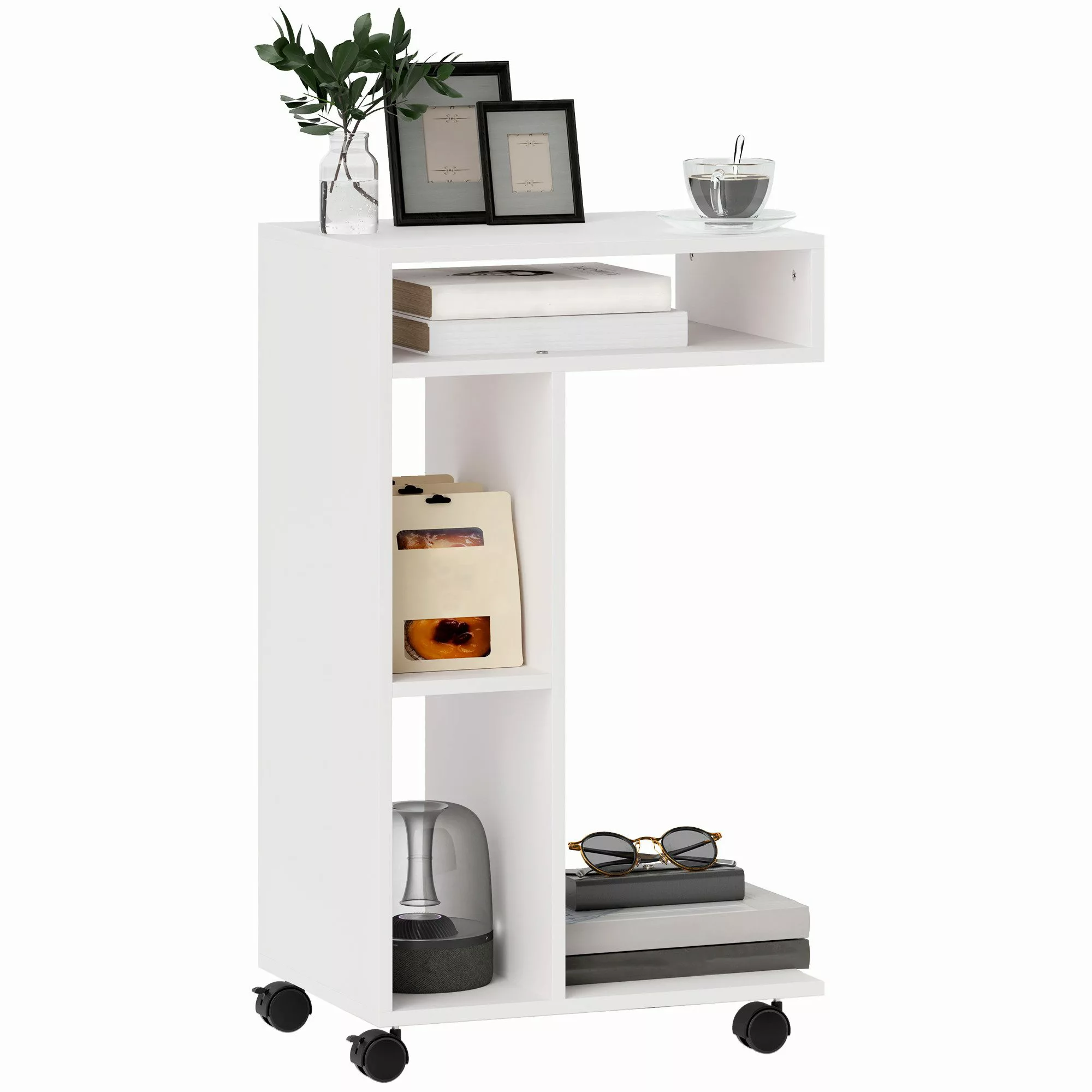 HOMCOM Beistelltisch Couchtisch mit Rollen, Schreibtisch günstig online kaufen
