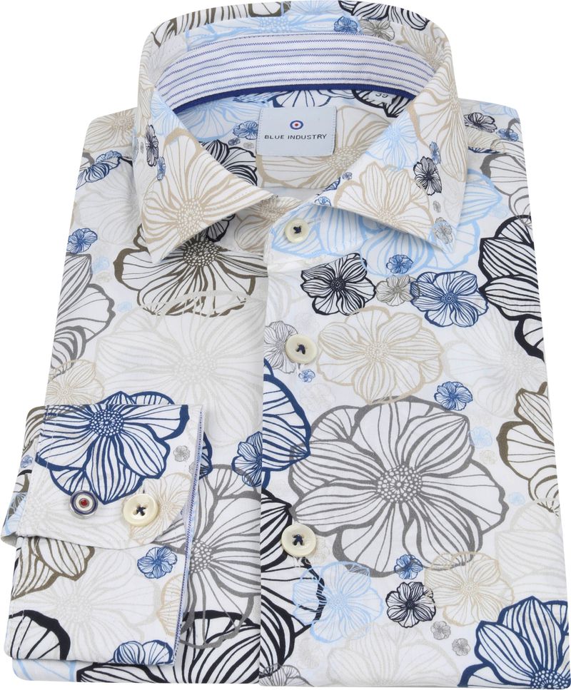 Blue Industry Hemd Blau Beige Blume - Größe 42 günstig online kaufen