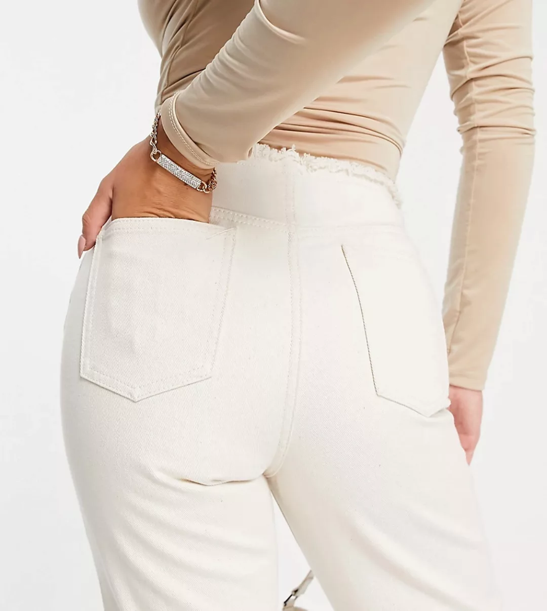 ASYOU – Jeans in Ecru mit geradem Bein im Stil der 90er-Weiß günstig online kaufen