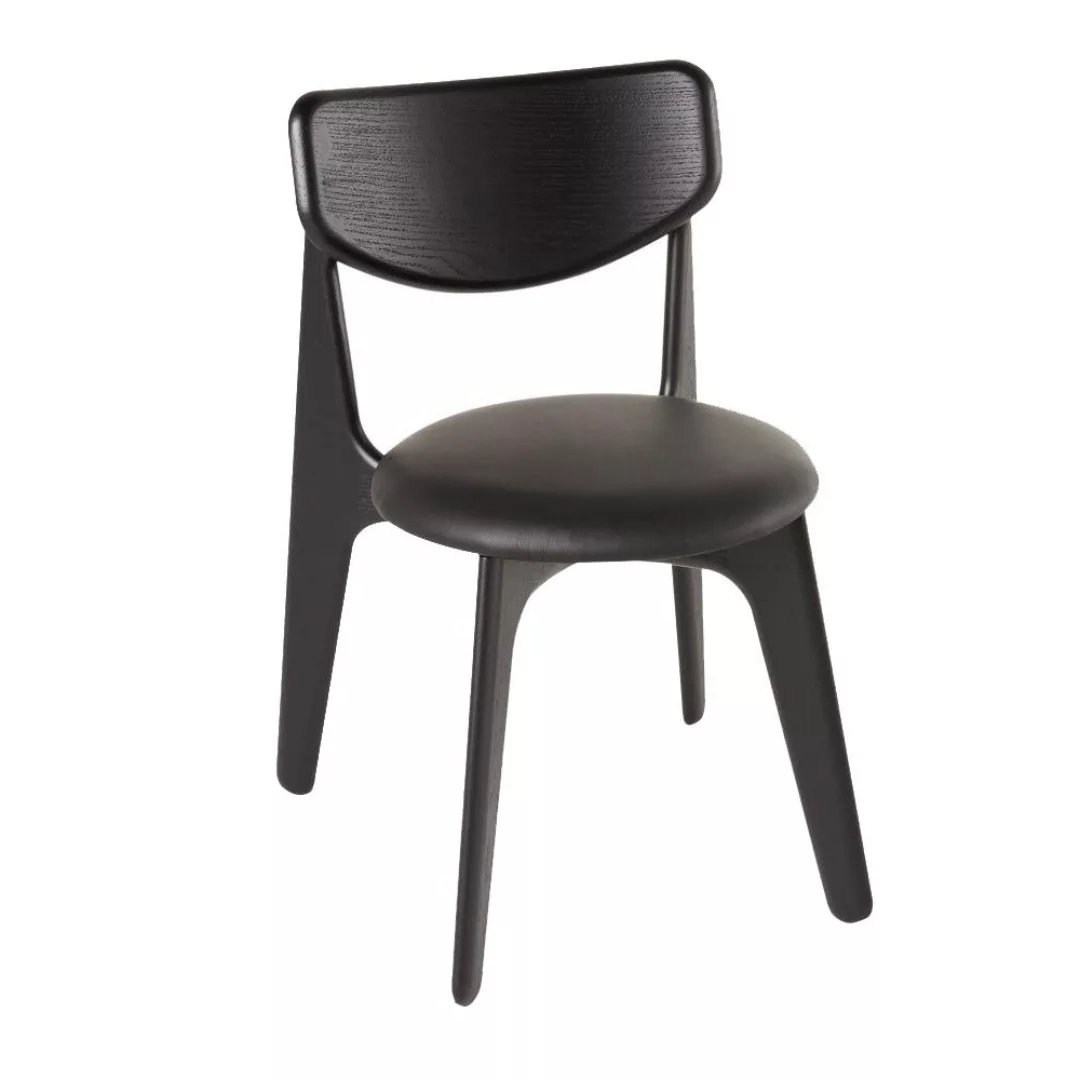 Tom Dixon - Slab Stuhl gepolstert - schwarz/Sitzfläche Leder/BxHxT 50x77x53 günstig online kaufen