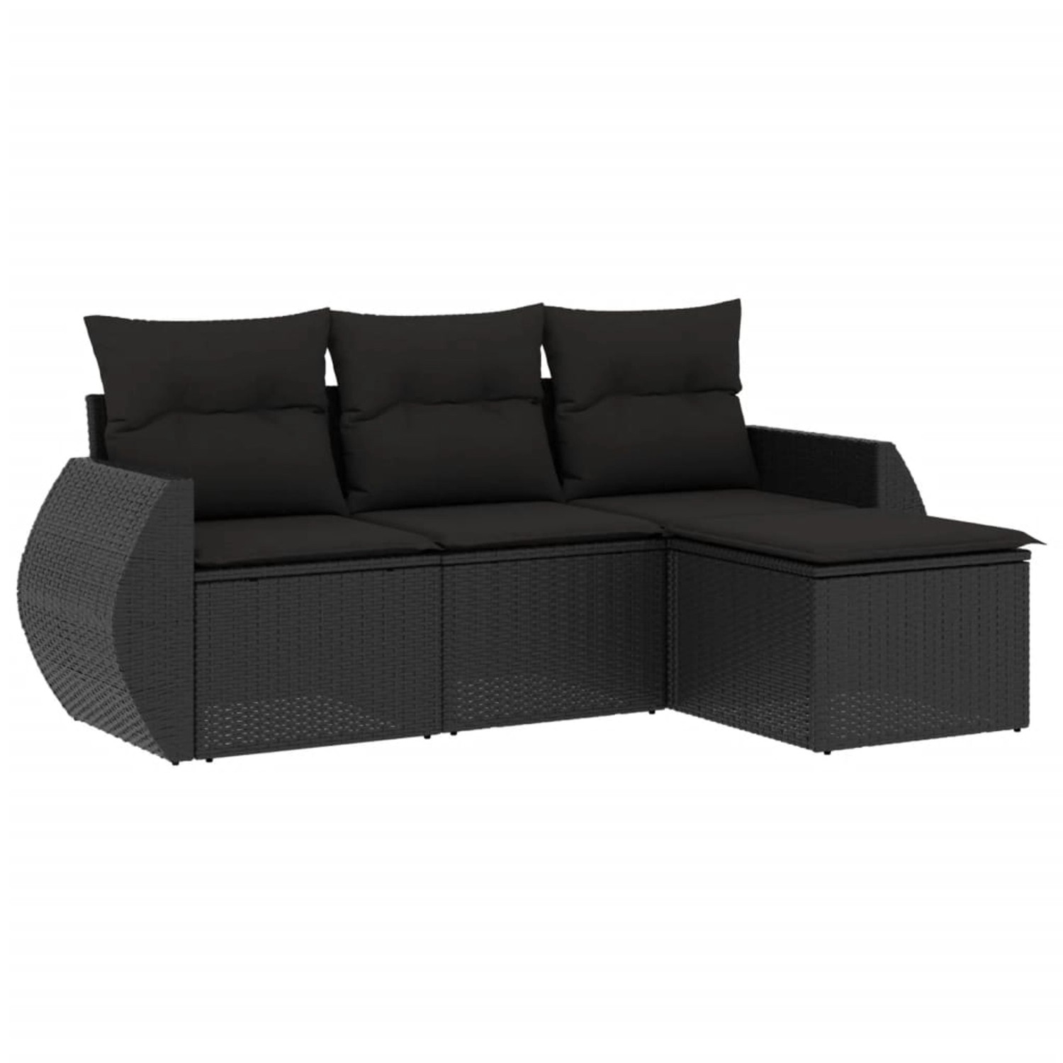 vidaXL 4-Tlg Garten-Sofagarnitur mit Kissen Schwarz Poly Rattan 3253602 günstig online kaufen