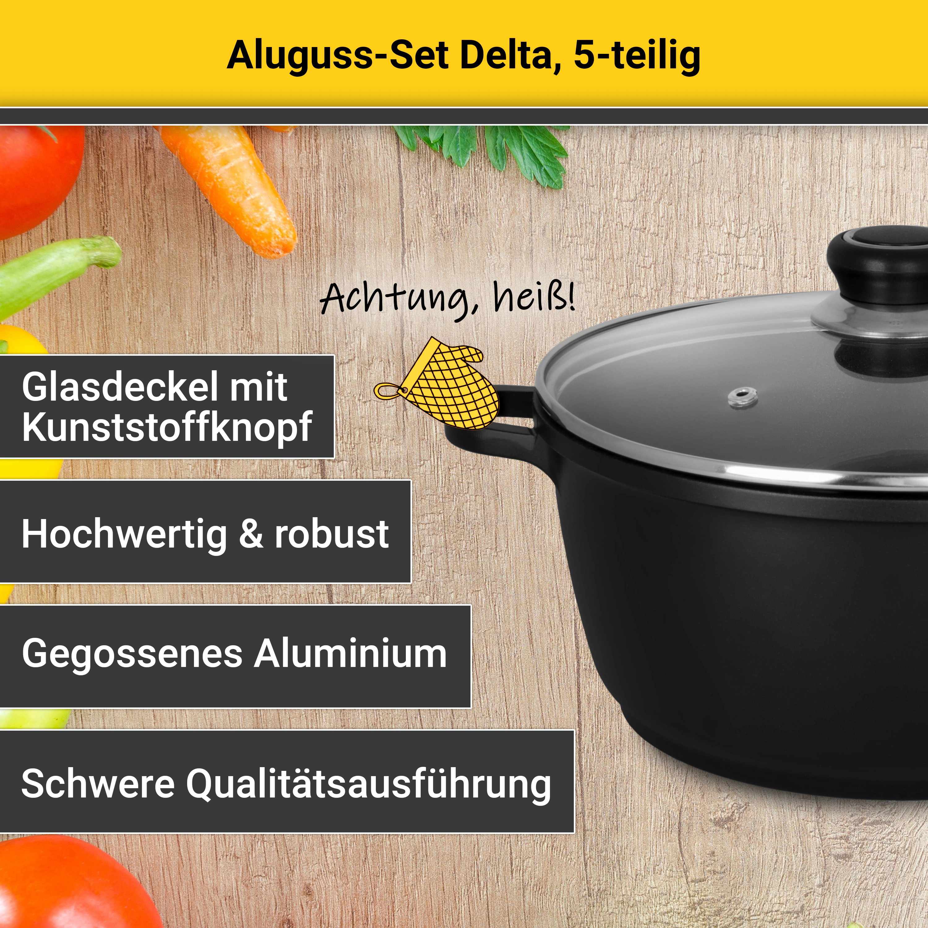Krüger Topf-Set »Delta«, Aluminiumguss, (Set, 7 tlg.), für Induktions-Kochf günstig online kaufen