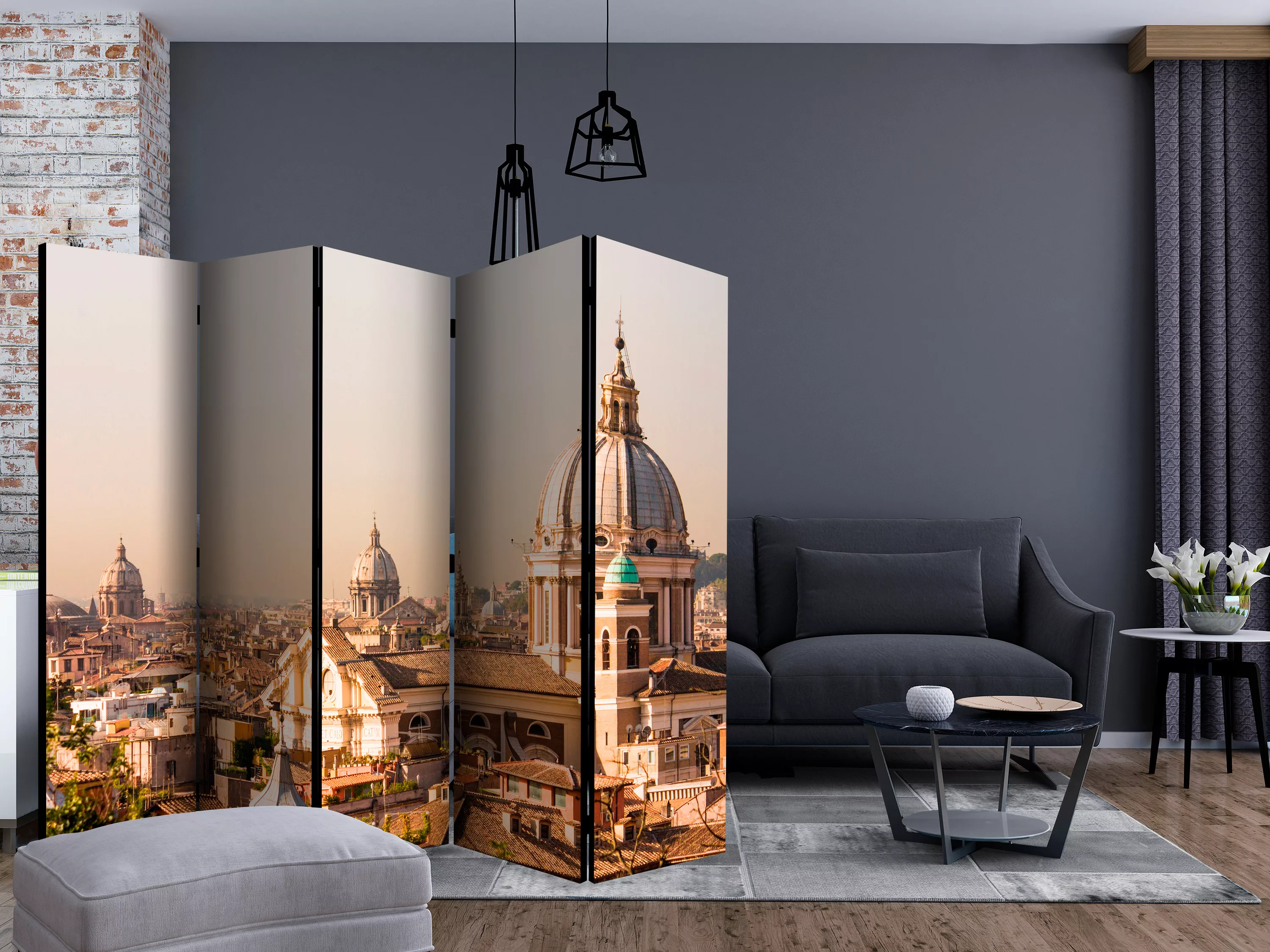 5-teiliges Paravent - Rome - Bird's Eye View Ii [room Dividers] günstig online kaufen