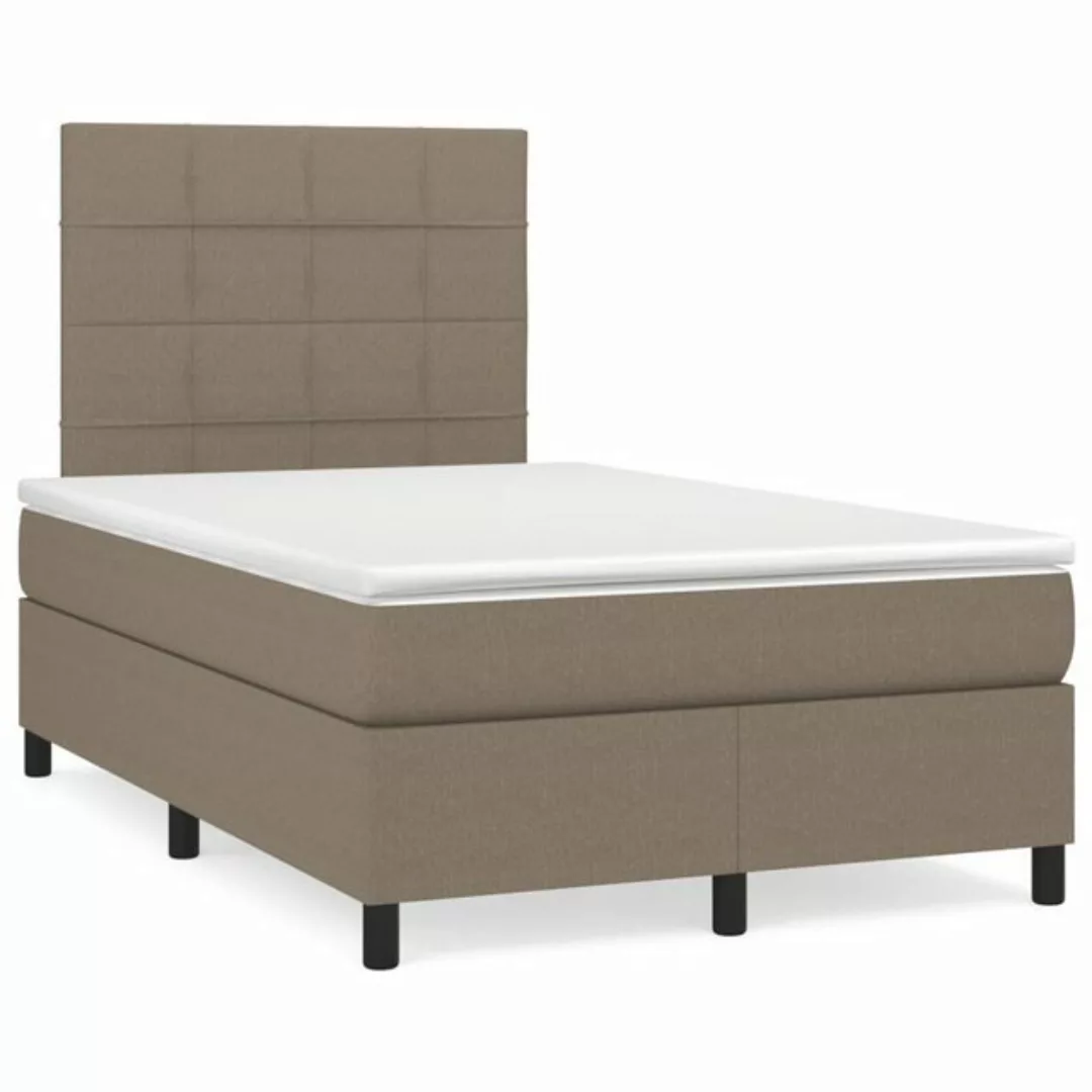 vidaXL Boxspringbett Boxspringbett mit Matratze Taupe 120x200 cm Stoff Bett günstig online kaufen