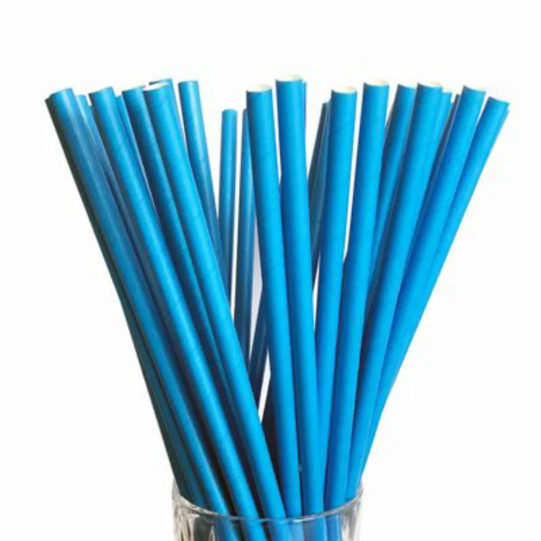 LUXENTU Papier Trinkhalm Jumbo 100 Stück blau Trinkhalme günstig online kaufen