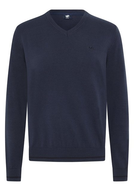 Polo Sylt Strickpullover mit Streifen und Logo-Stickerei günstig online kaufen