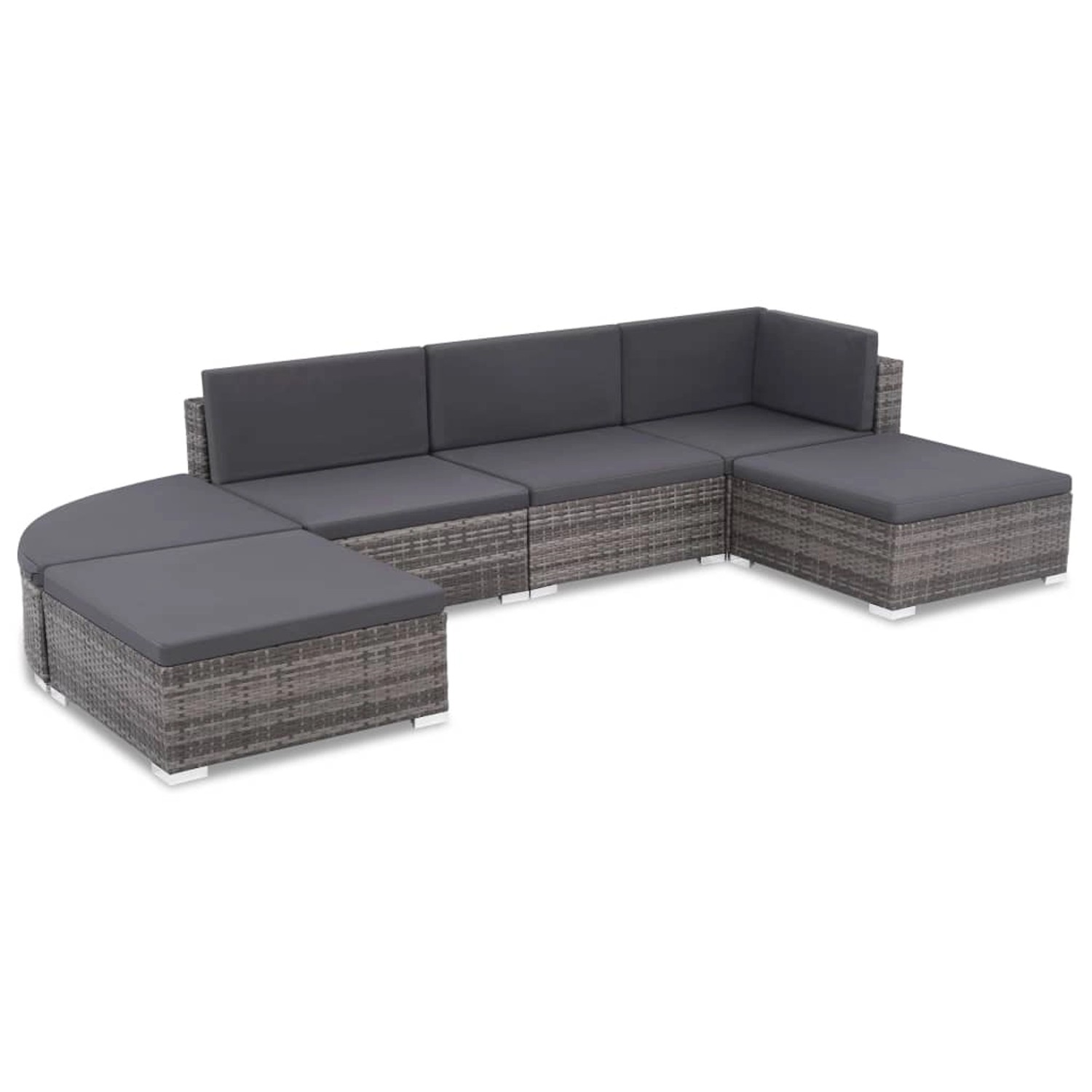 vidaXL 6-Tlg Garten-Lounge-Set mit Kissen Poly Rattan Grau 44432 günstig online kaufen