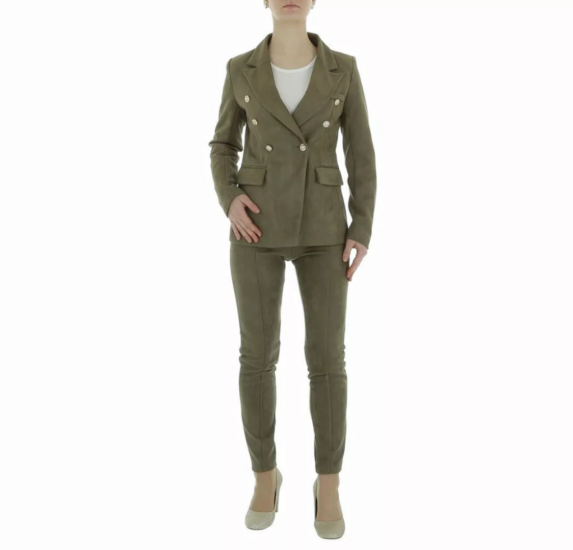 Ital-Design Anzug Damen Elegant (86365240) Knopfleiste Zweiteiler in Khaki günstig online kaufen