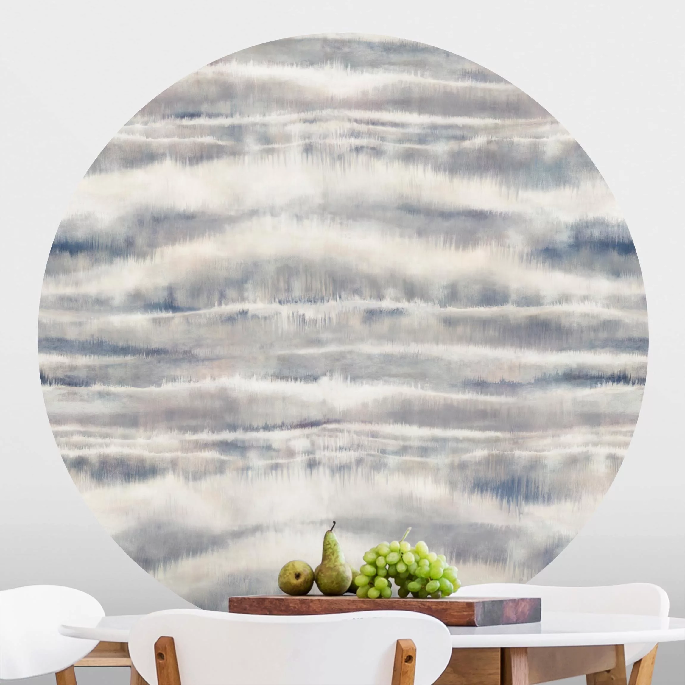 Runde Tapete selbstklebend Aquarell Nebel Streifen günstig online kaufen