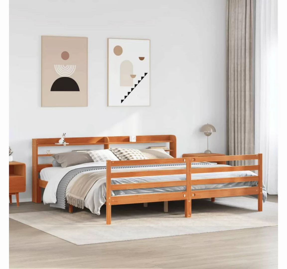 vidaXL Bett, Massivholzbett ohne Matratze Wachsbraun 200x200 Kiefernholz günstig online kaufen