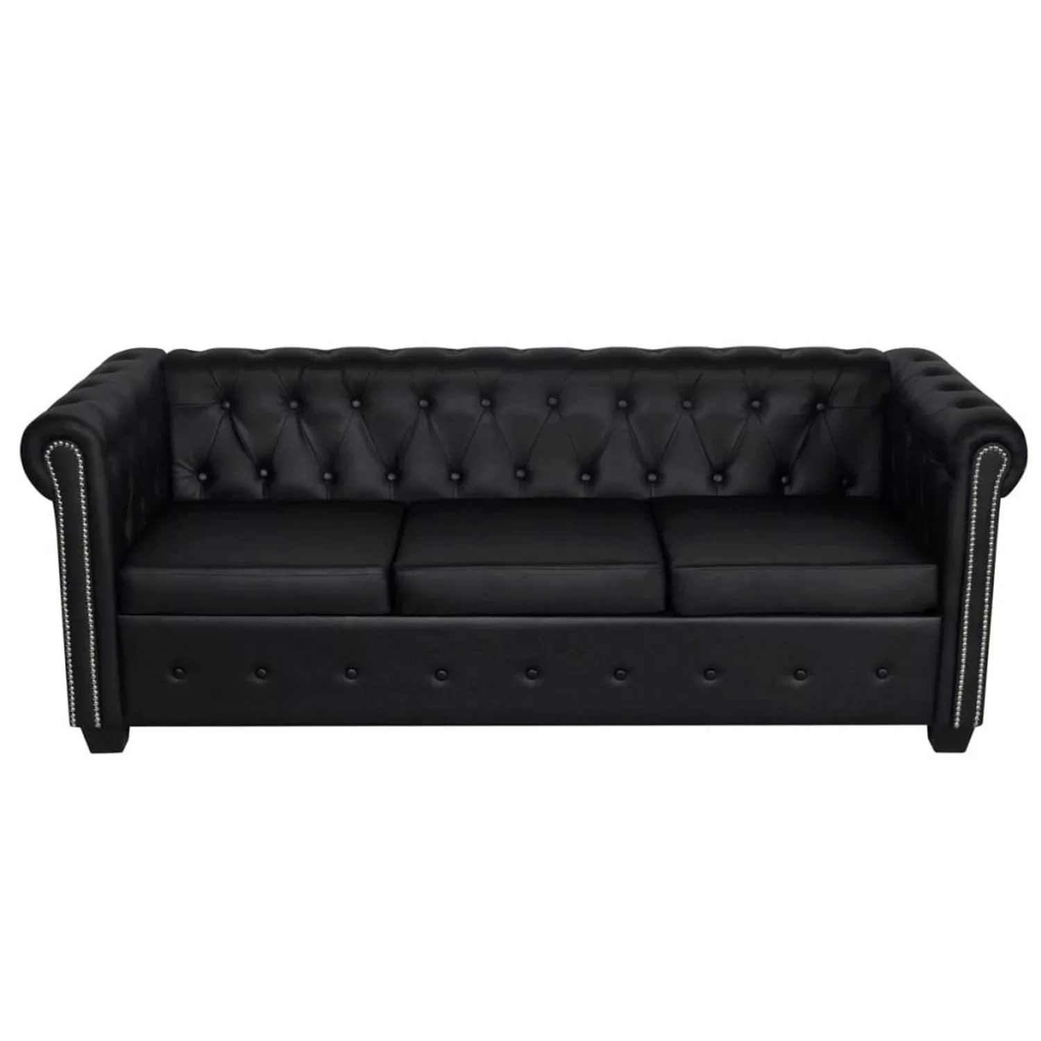 vidaXL Sofa Chesterfield Sofa 3-Sitzer Kunstleder Schwarz günstig online kaufen