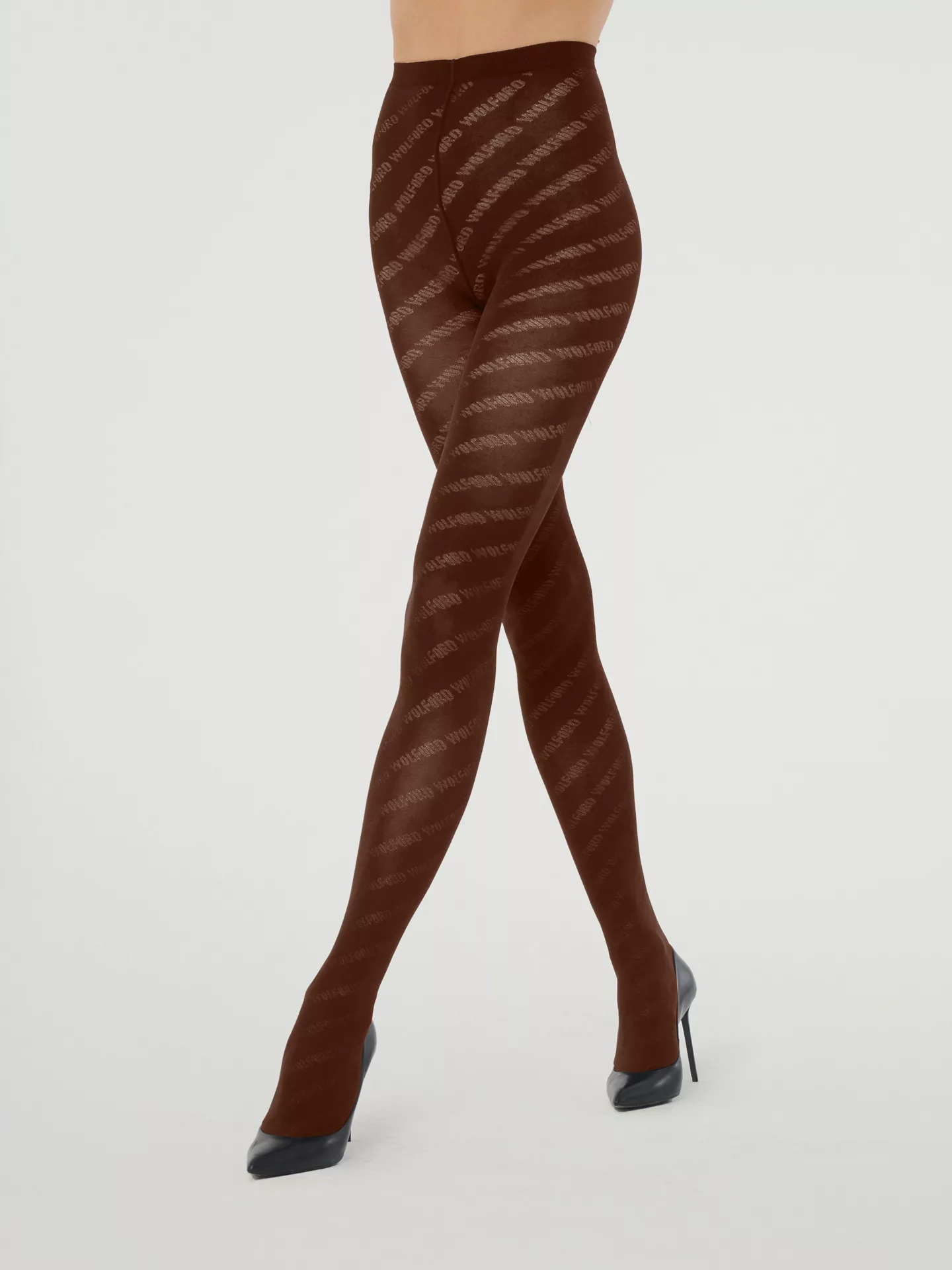 Wolford - Monogram Jacquard Tights, Frau, saba, Größe: M günstig online kaufen