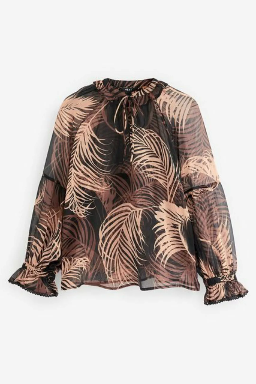 Next Langarmbluse Transparente Bluse mit V-Ausschnitt, Spitzenbesatz (1-tlg günstig online kaufen