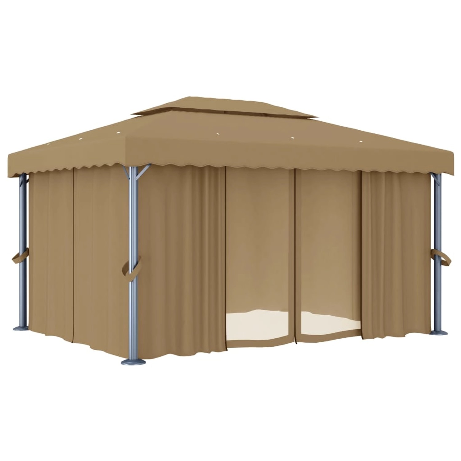 Pavillon Mit Vorhang 4x3 M Taupe Aluminium günstig online kaufen