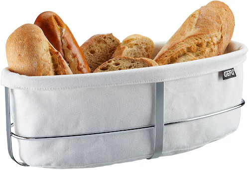 GEFU Brotkorb »BRUNCH oval«, (1 tlg., Edelstahl Rahmen, Baumwolleeinsatz), günstig online kaufen