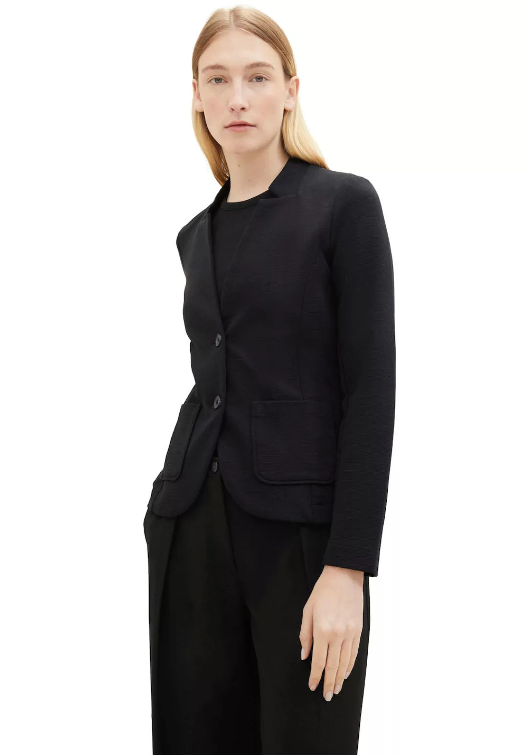 TOM TAILOR Sweatblazer Ottoman mit aufgesetzten Taschen und Struktur günstig online kaufen