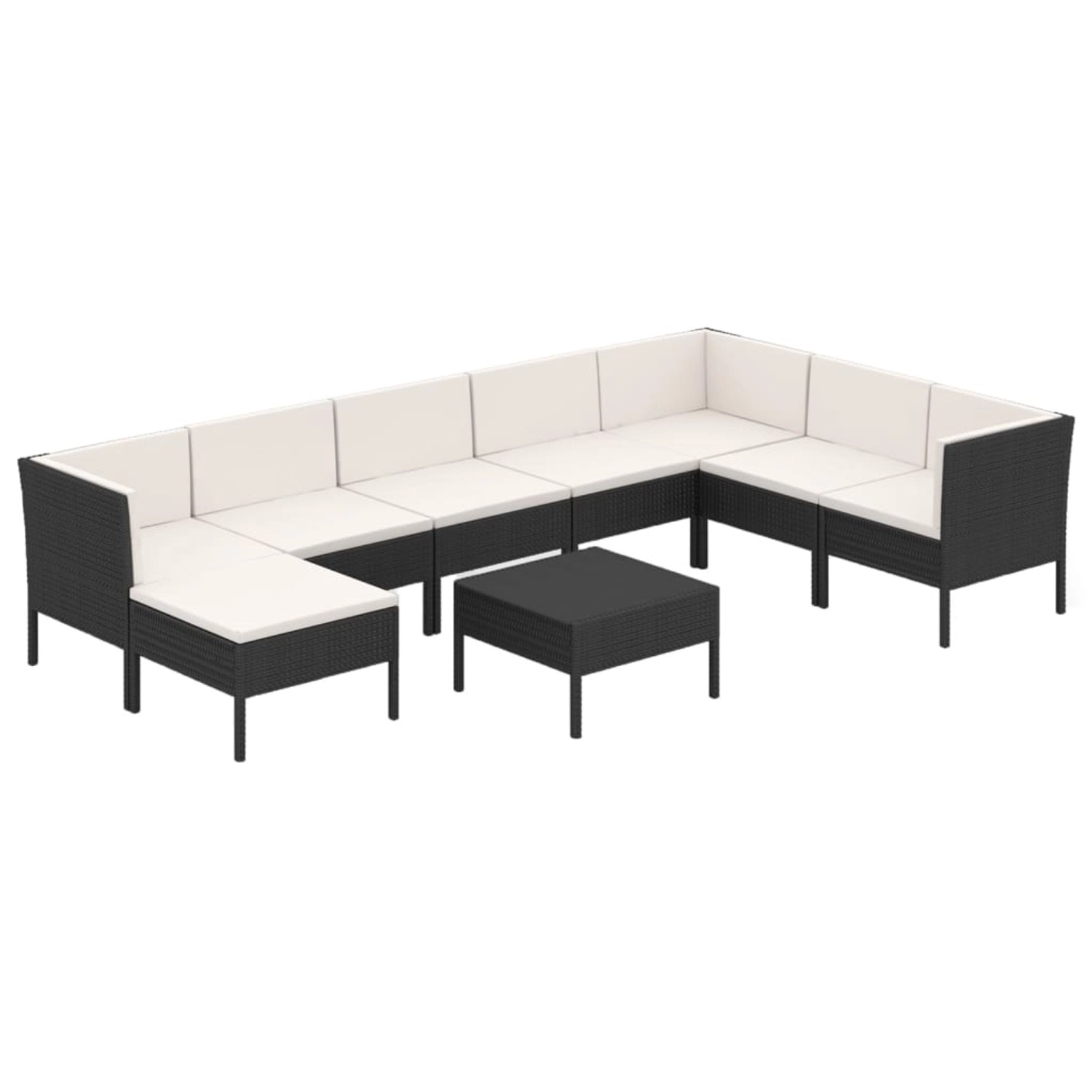 9-tlg. Garten-lounge-set Mit Auflagen Poly Rattan Schwarz günstig online kaufen