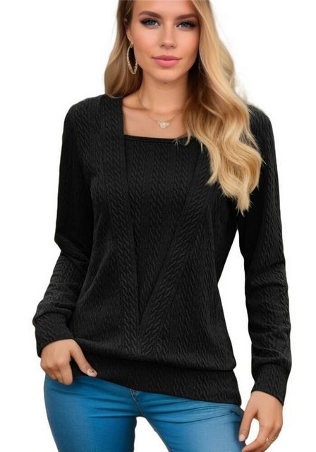 Nebelmeer Strickpullover Herbst-Winter Damenmode einfarbiger quadratischer günstig online kaufen