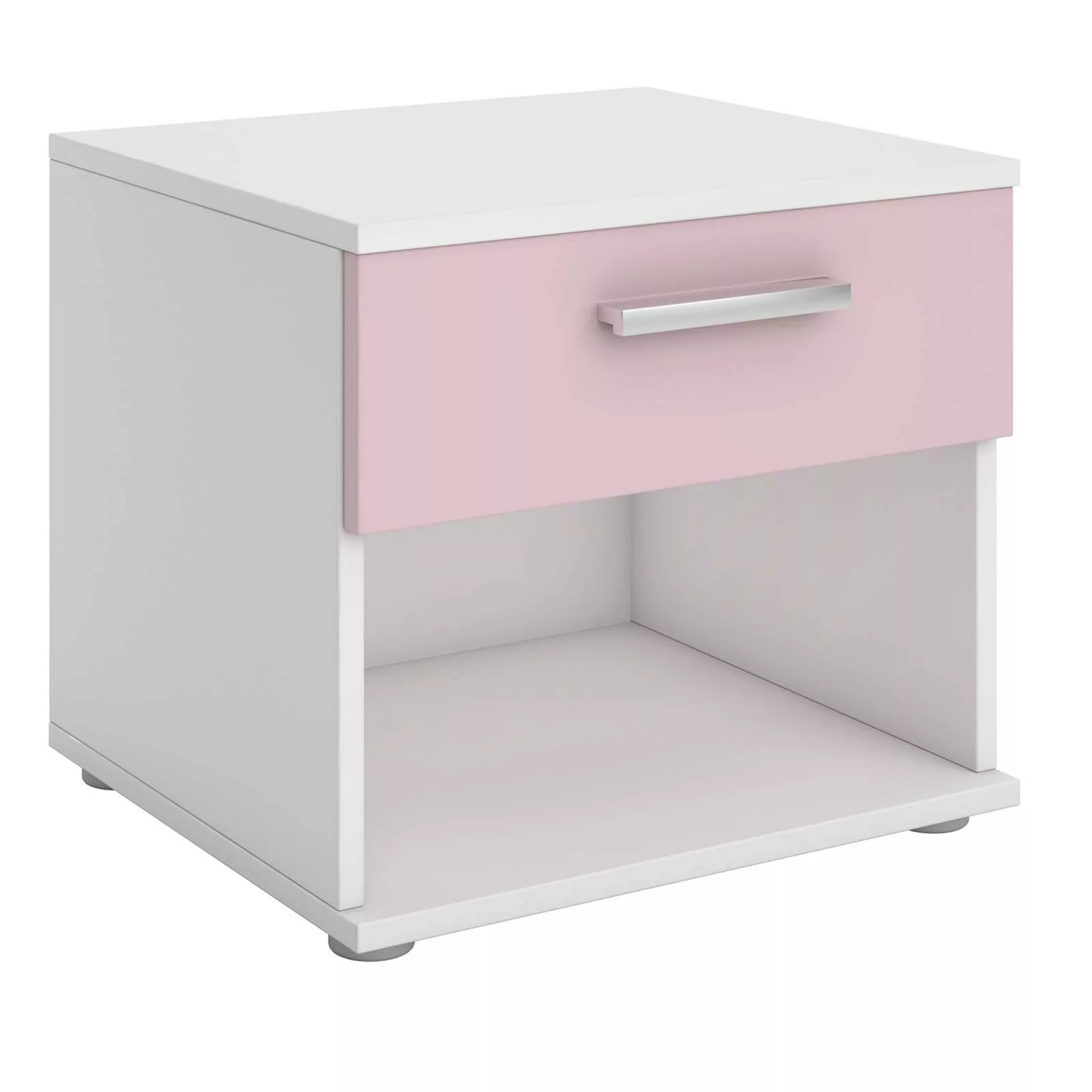 Nachttisch MARY weiß/rosa mit Schublade günstig online kaufen