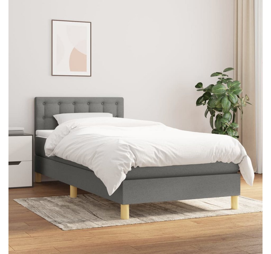 vidaXL Boxspringbett Boxspringbett mit Matratze Dunkelgrau 90x200 cm Stoff günstig online kaufen