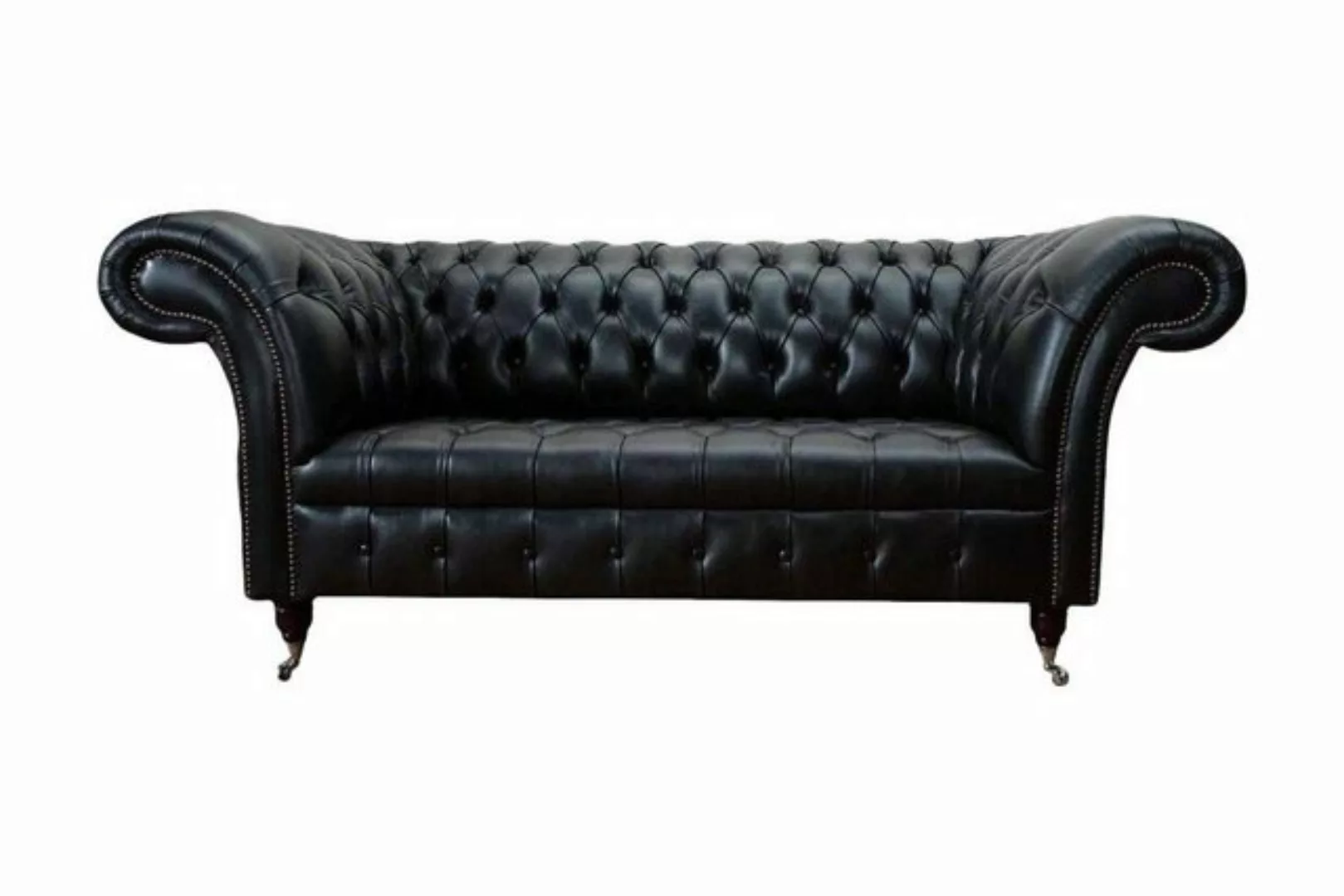 Xlmoebel Sofa Dreiplätziger Luxussofa 3-Sitzer Leder Schwarz Chesterfield, günstig online kaufen