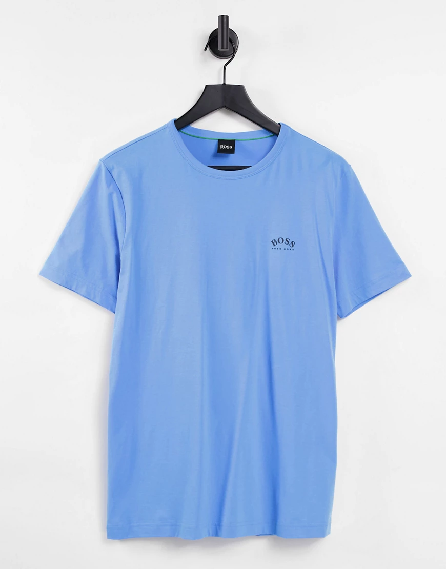 BOSS – Athleisure Tee – T-Shirt mit abgerundetem Logo in Hellblau günstig online kaufen