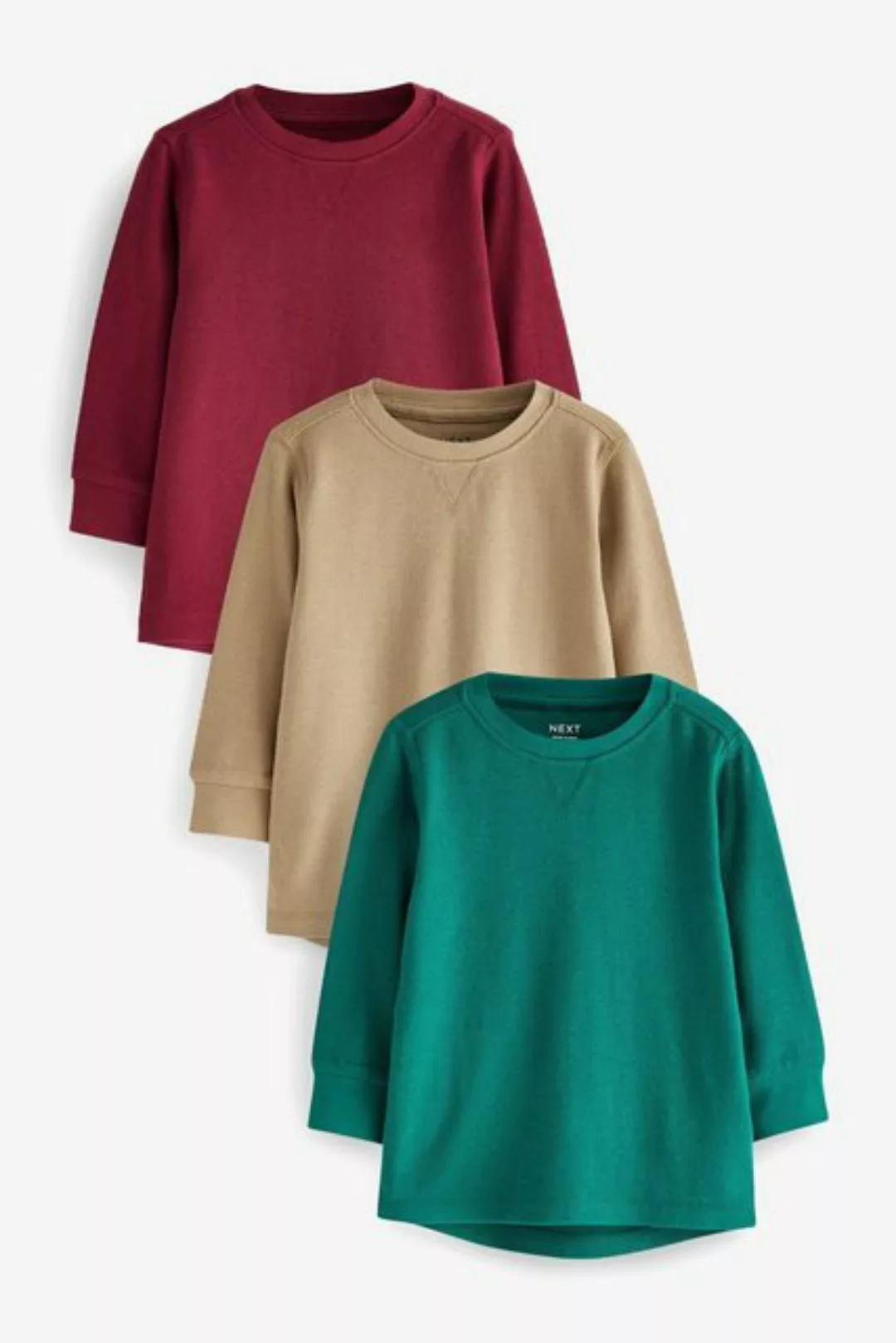 Next Langarmhemd Langärmlige, strukturierte Shirts, 3er-Pack (3-tlg) günstig online kaufen
