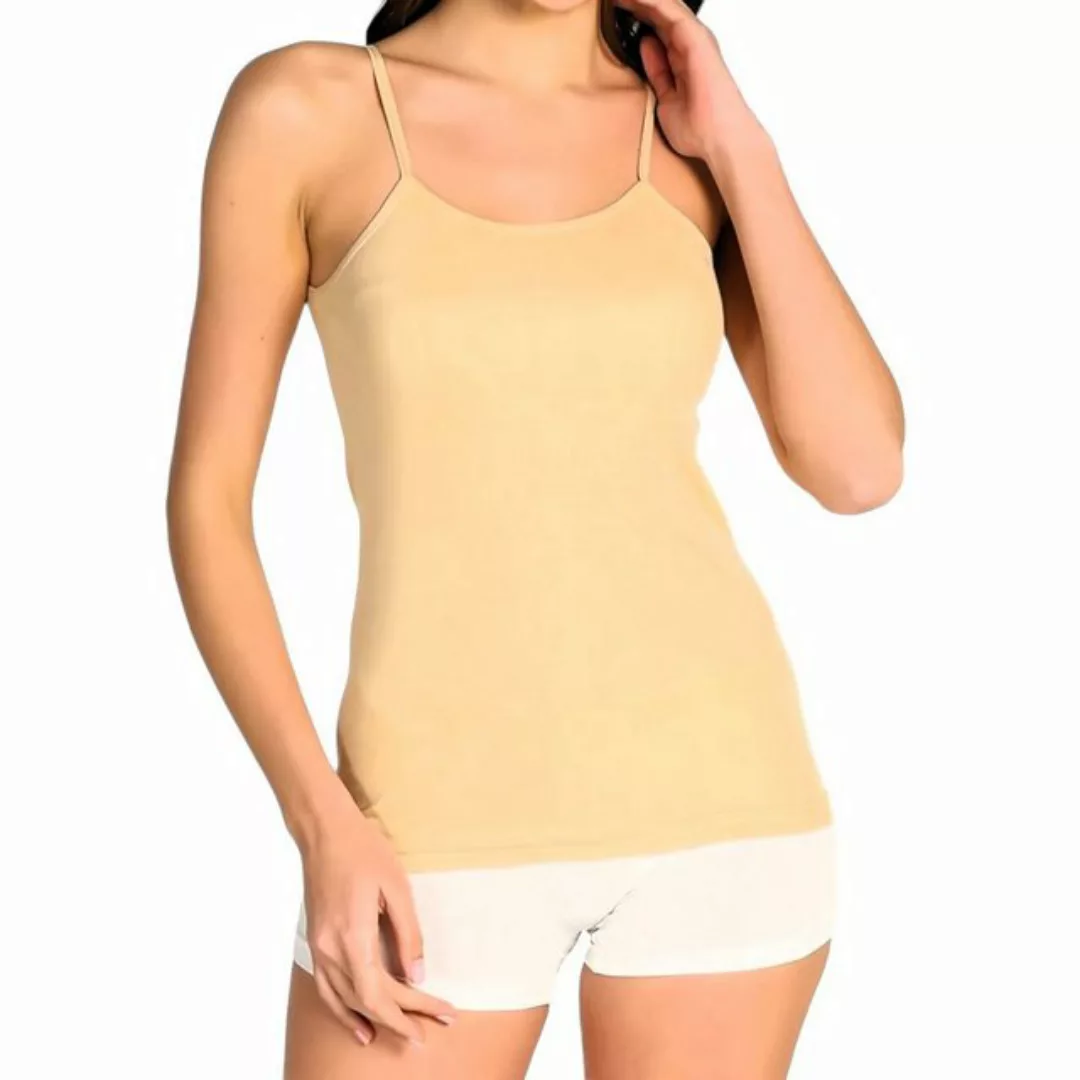 fashionshowcase Tanktop Damen Spaghettiträger Tops 4er Pack - 100% Baumwoll günstig online kaufen