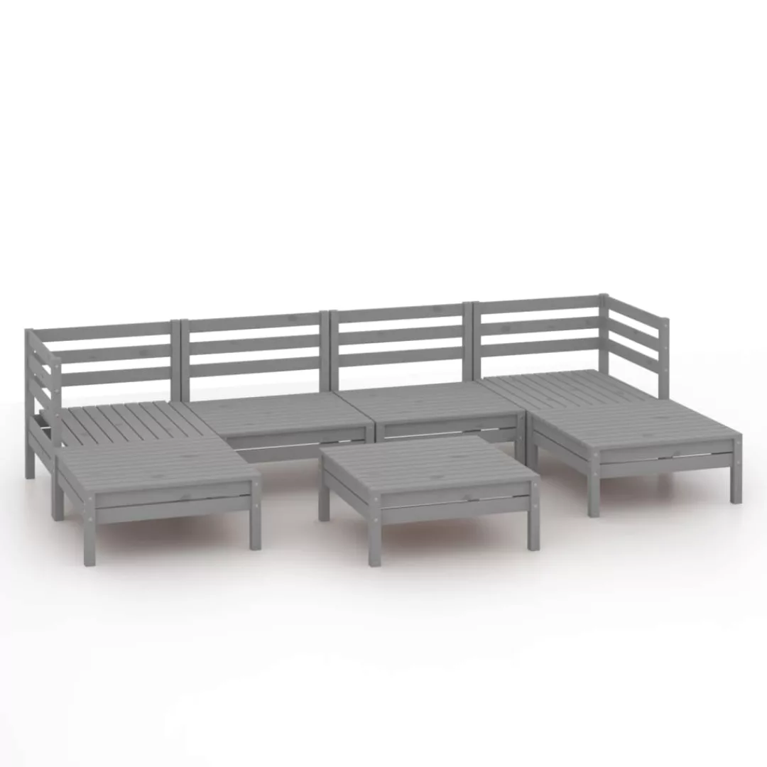 7-tlg. Garten-lounge-set Grau Kiefer Massivholz günstig online kaufen