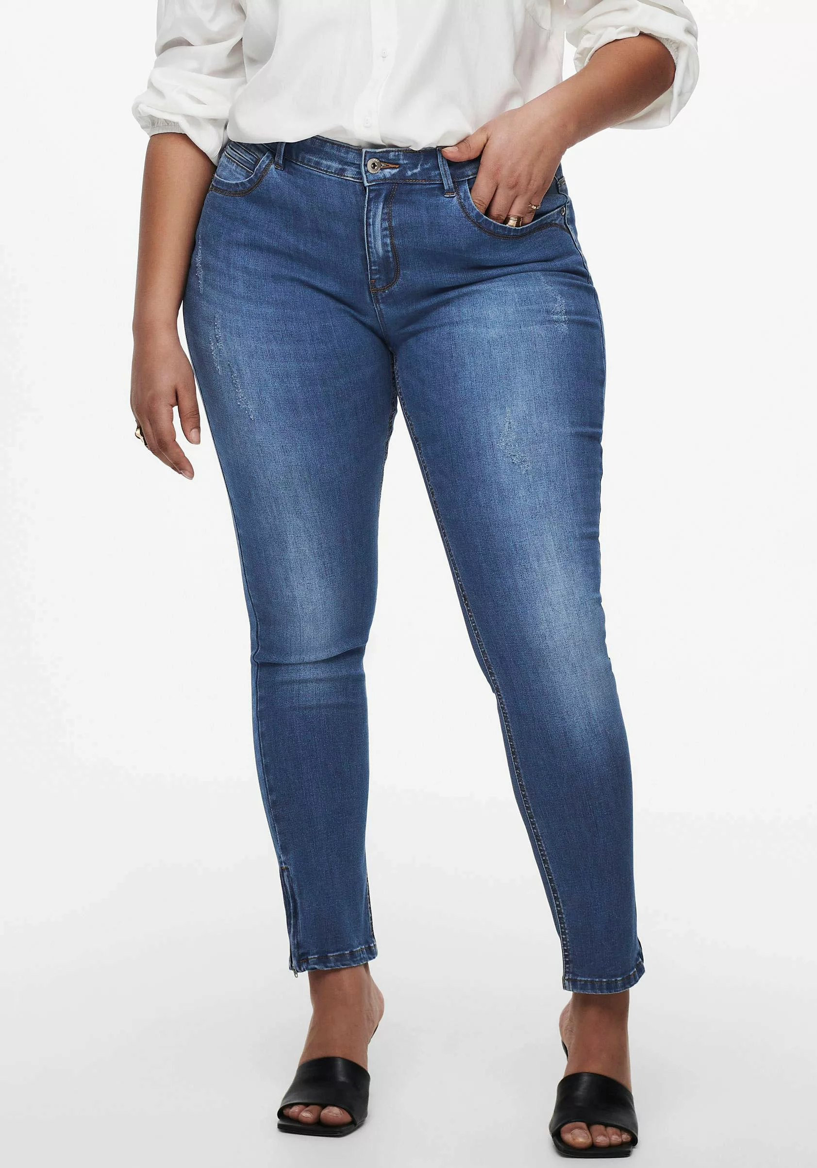 ONLY CARMAKOMA Skinny-fit-Jeans "CARKARLA REG SK ANKLE ZIP JNS", mit Reißve günstig online kaufen