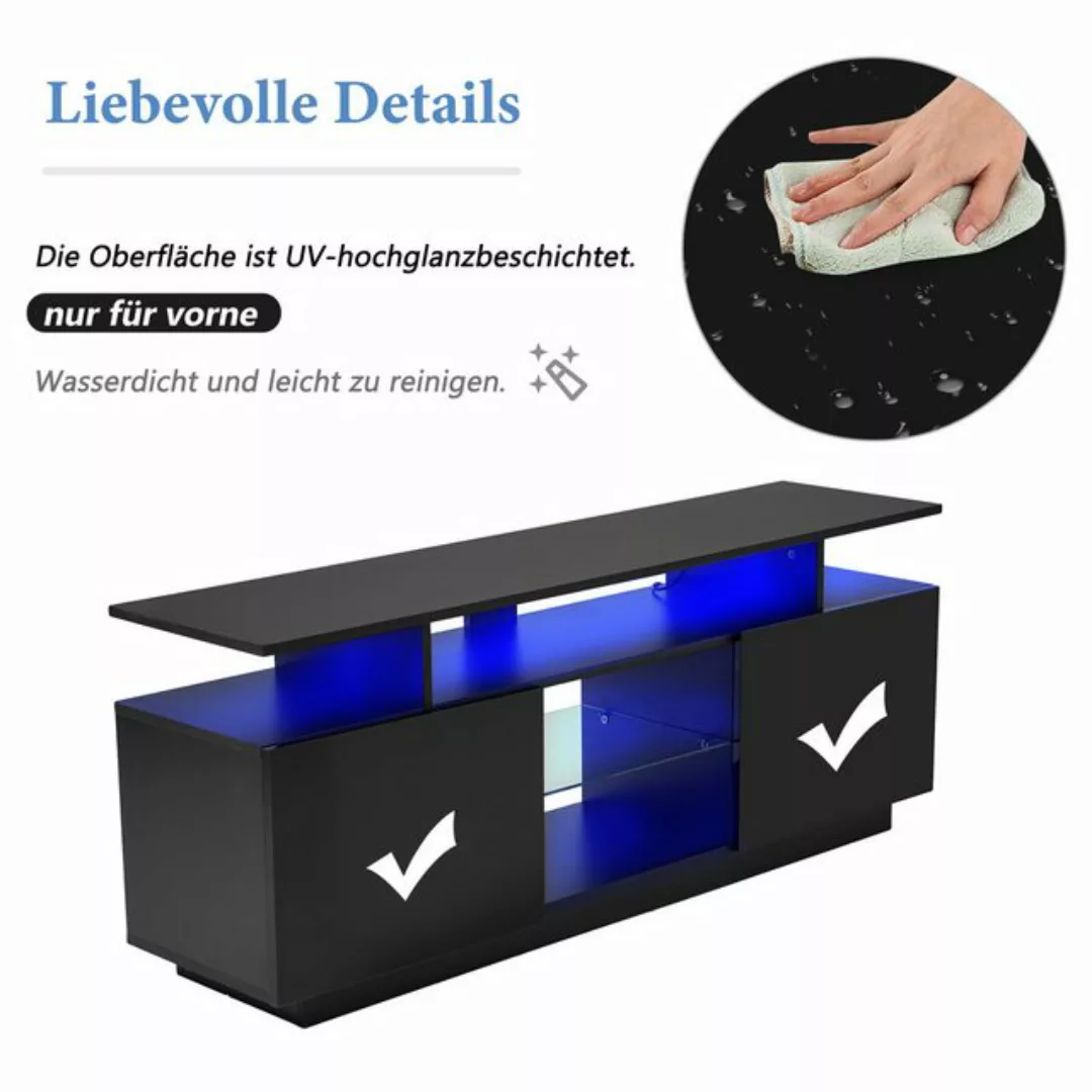 HAUSS SPLOE TV-Schrank 140cm TV-Schrank mit LED-Beleuchtung für 60-Zoll-Fer günstig online kaufen