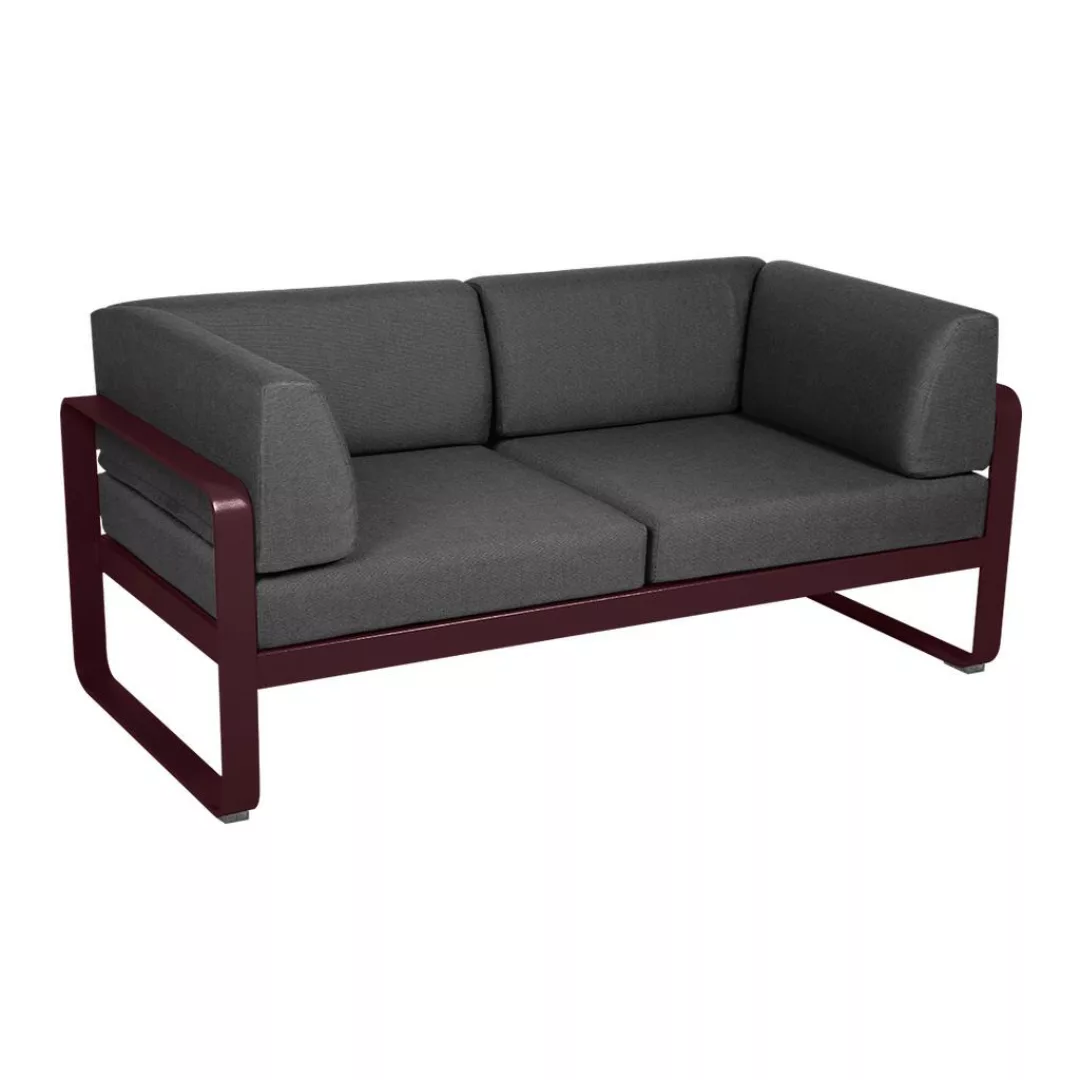 Bellevie 2-Sitzer Club Sofa B9 Schwarzkirsche A3 Graphitgrau günstig online kaufen