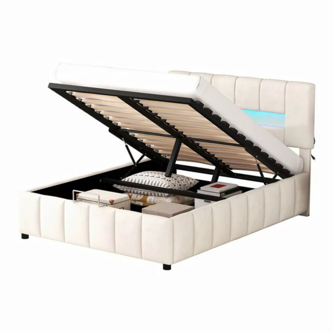 Rutaqian Daybett Doppelbett, Polsterbett,Plattformbett mit LED-Beleuchtung, günstig online kaufen