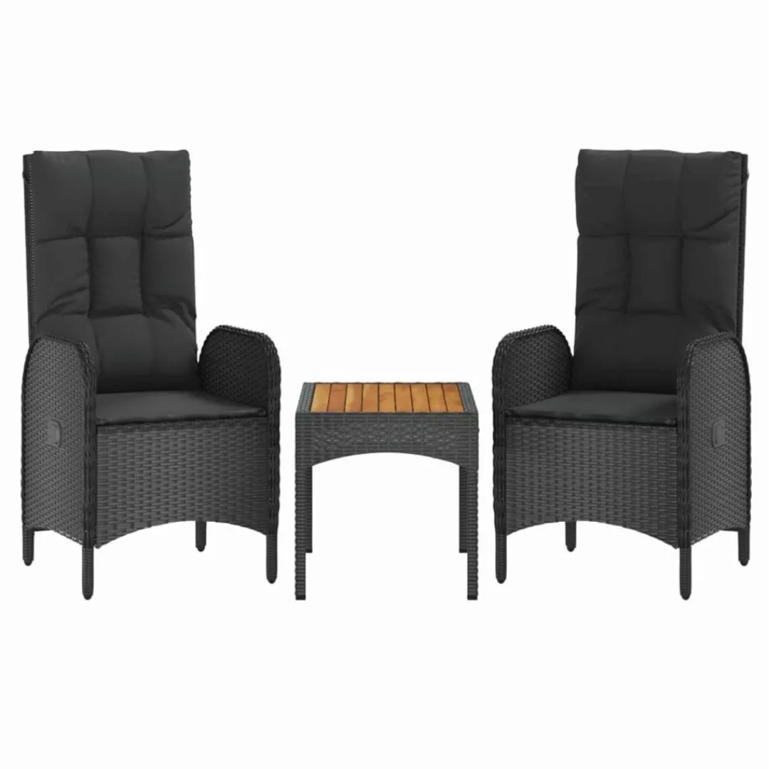 vidaXL Gartenlounge-Set 3-tlg. Garten-Lounge-Set mit Kissen günstig online kaufen