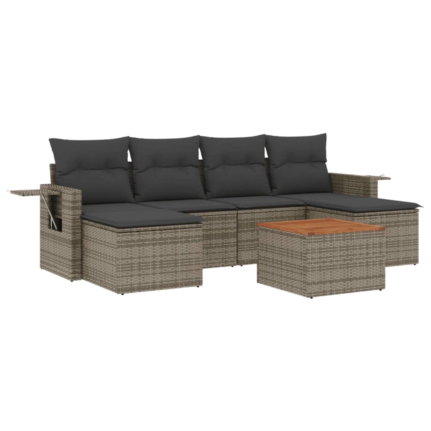 vidaXL 7-Tlg Garten-Sofagarnitur mit Kissen Grau Poly Rattan 3257019 günstig online kaufen