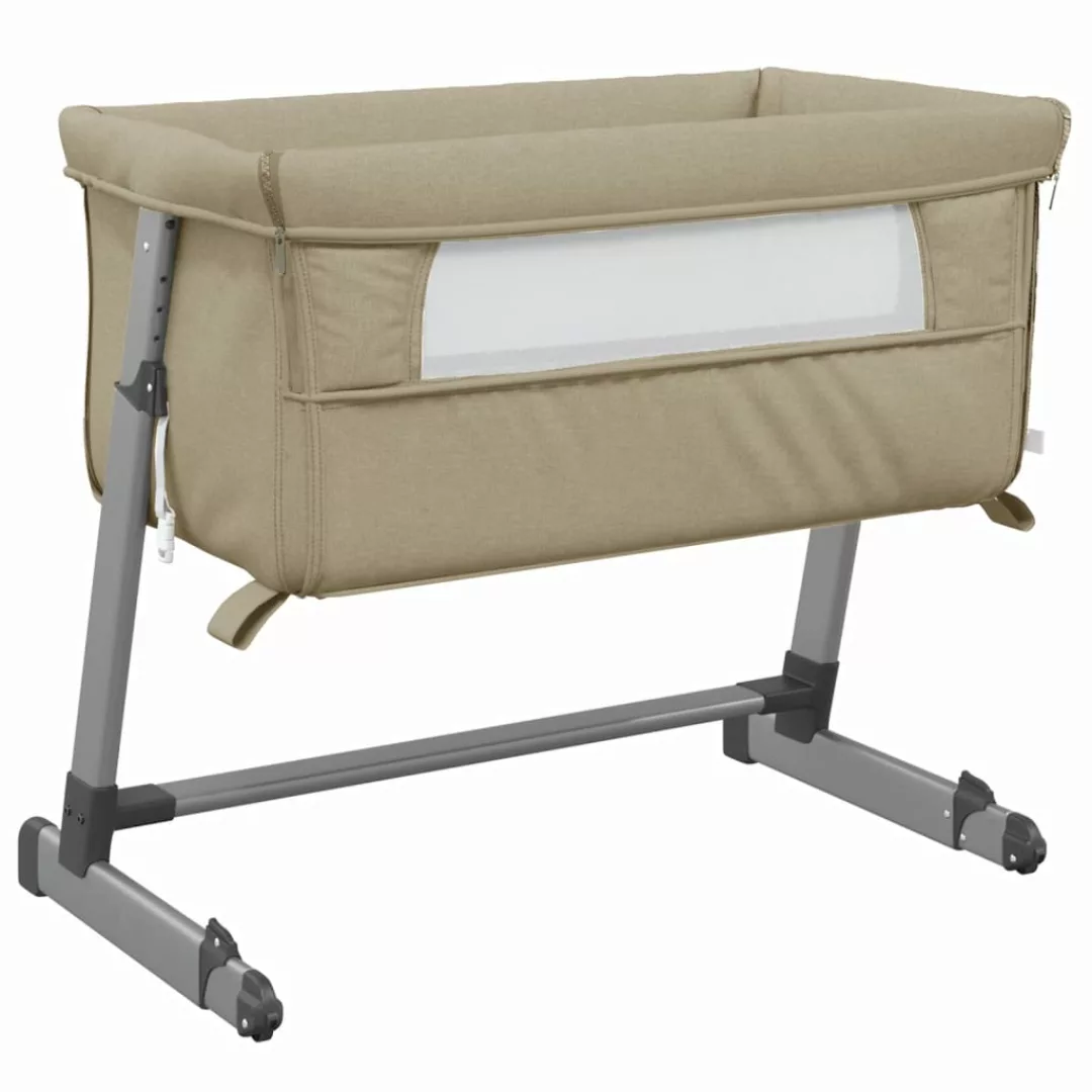 Vidaxl Babybett Mit Matratze Taupe Leinenstoff günstig online kaufen