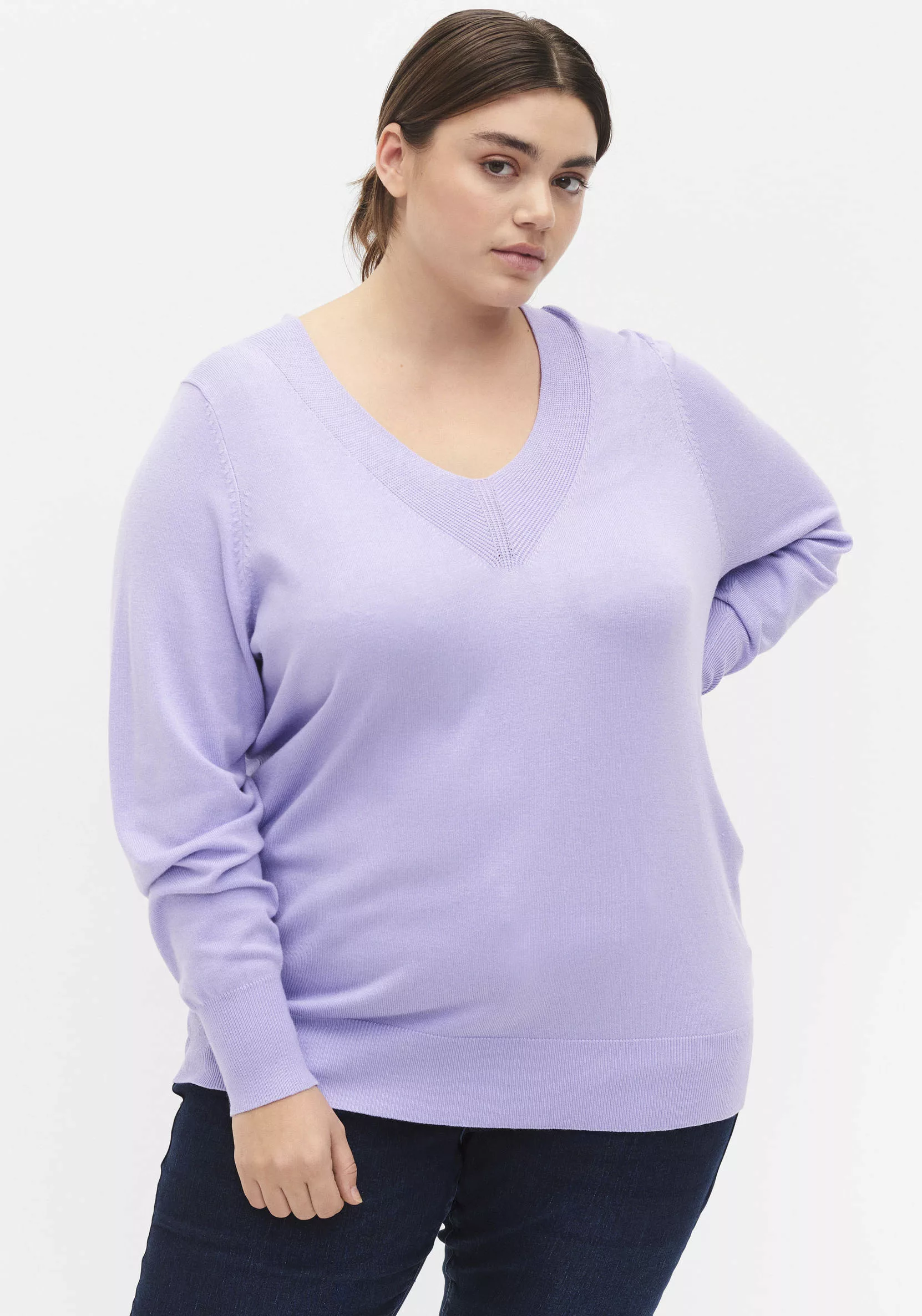 Zizzi V-Ausschnitt-Pullover günstig online kaufen