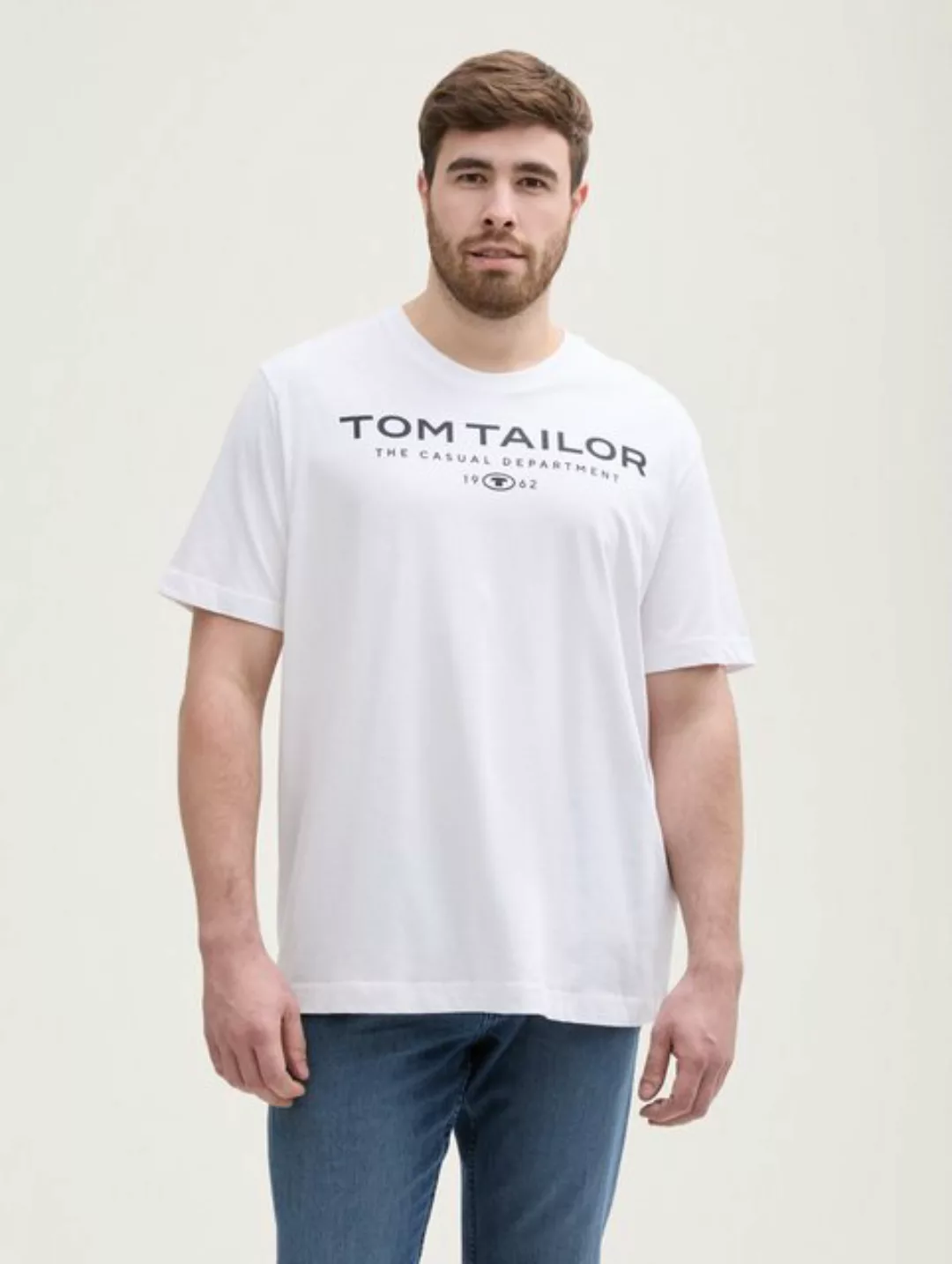 TOM TAILOR PLUS T-Shirt Plus Size - T-Shirt aus Baumwolle mit Logo-Print günstig online kaufen